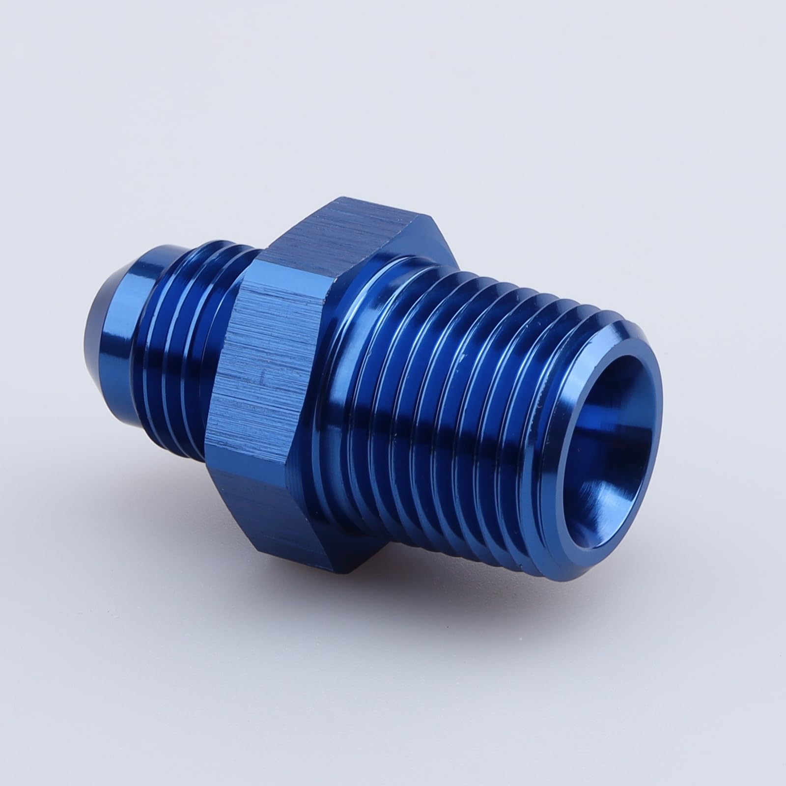 Ac Performance Male 3/8'' Npt To -6 An Flare Adapter Straight Aluminum Blue