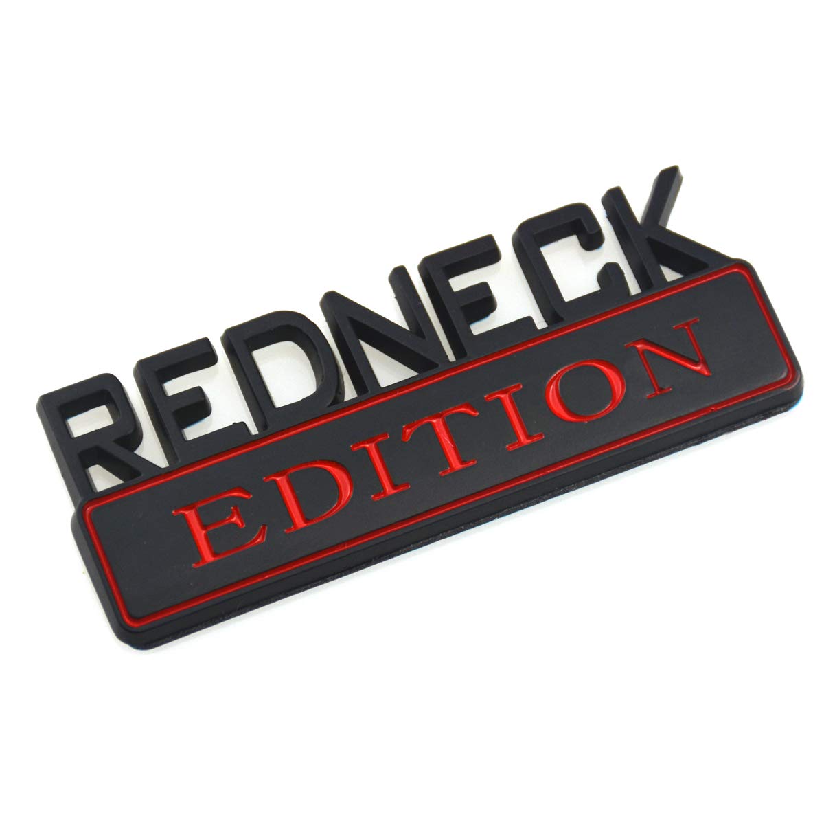 2 Pack Redneck Edition Exterior Emblem Car Truck Boat Decal Logo Replacement For F-150 F250 F350 Silverado Ram 1500 (Black/Red)