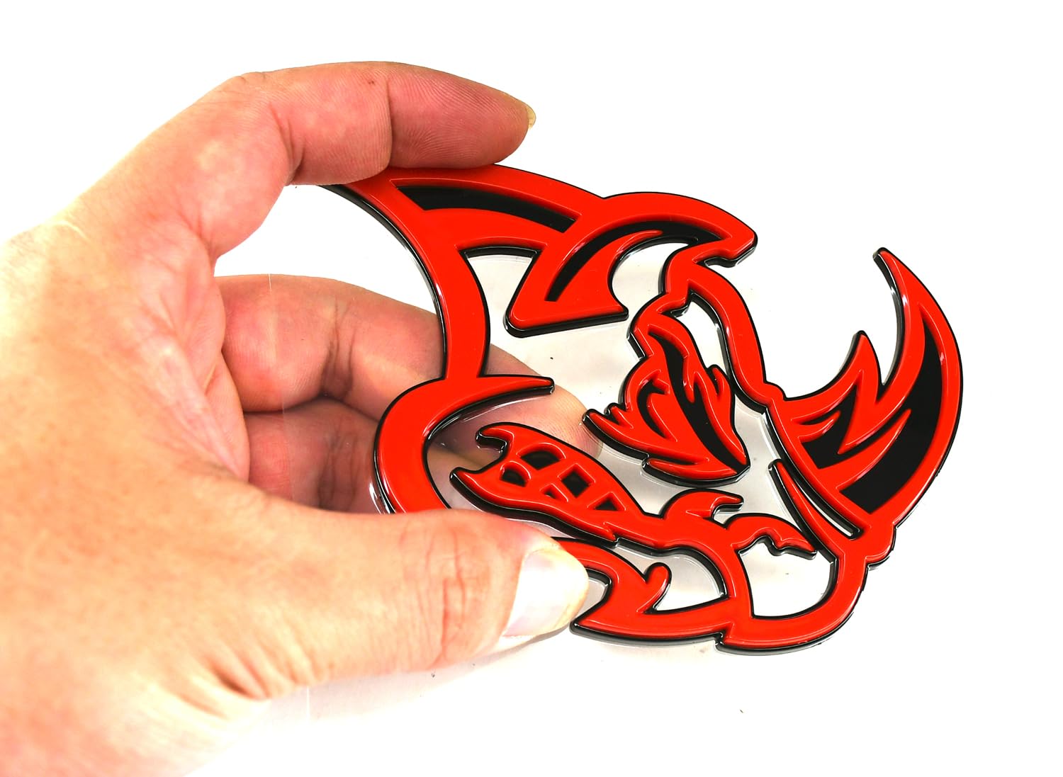 2Pcs 3D Rhino Emblems Car Badge Custom New Side Rear Front Hood Door Decal Replacement for Car Truck SUV Motorcycles (Red)