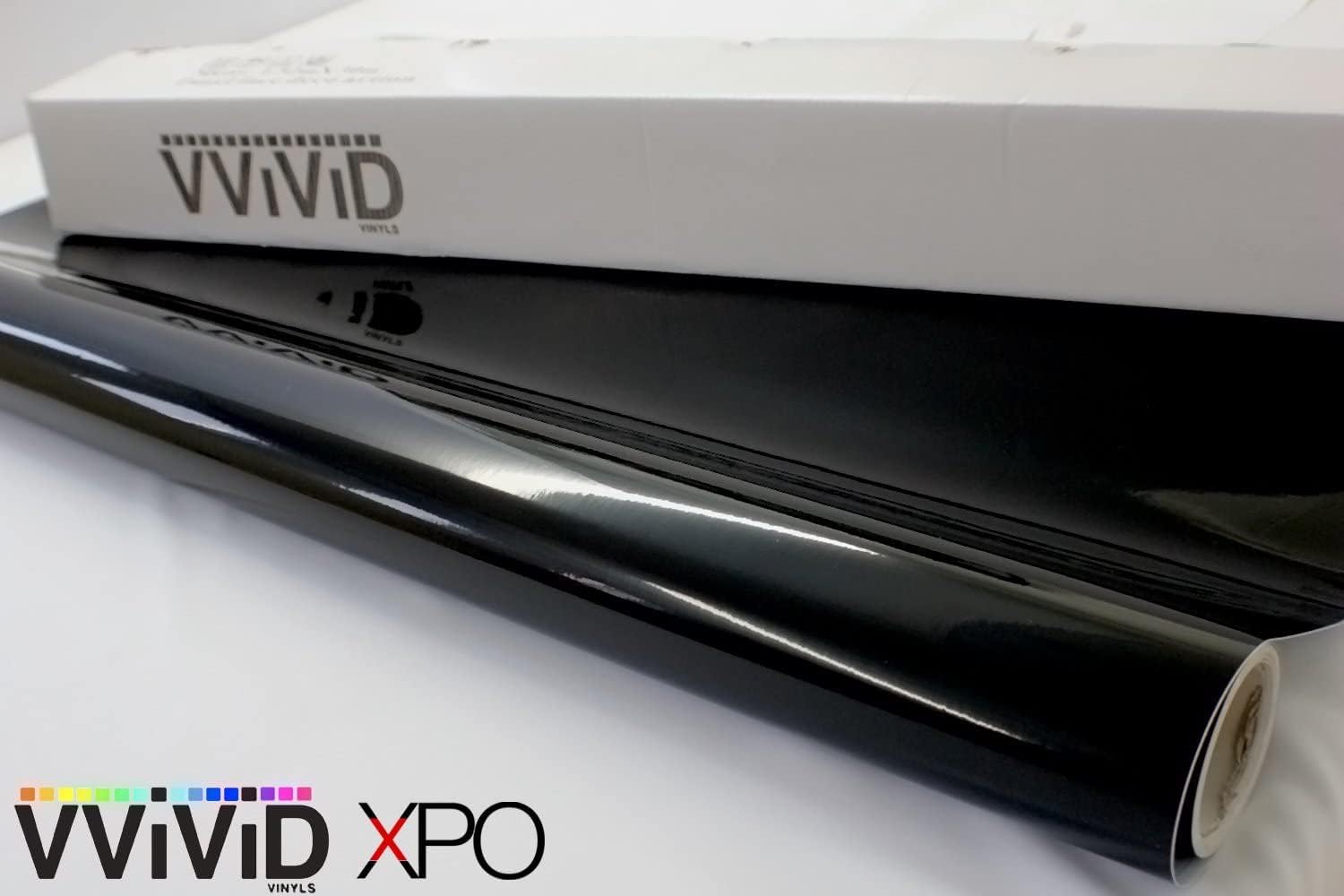 Vvivid Gloss Black Vinyl Wrap Adhesive Film 0.5Ft X 5Ft Air Release Decal Sheet