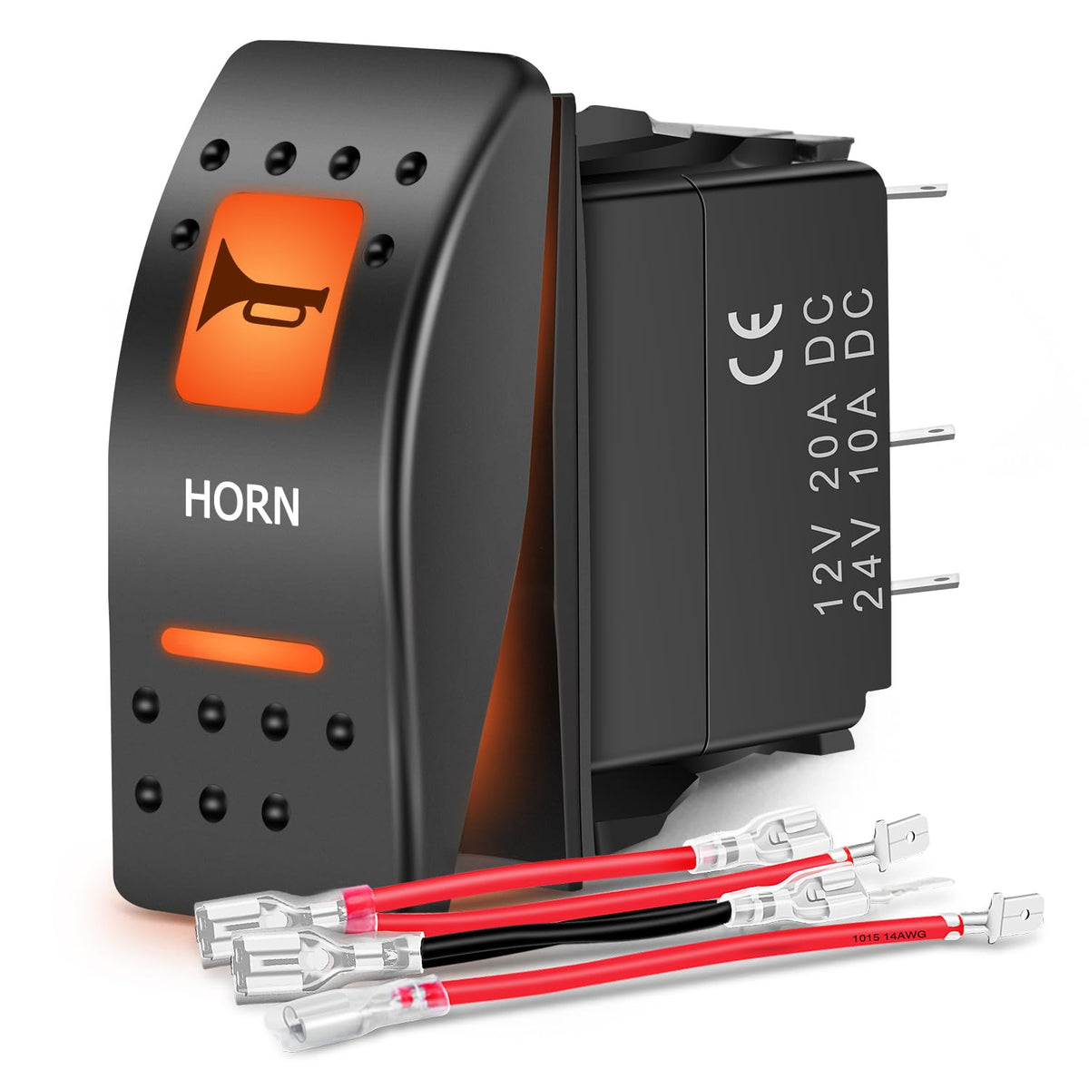 Nilight Utv Horn Rocker Switch Momentary On Off 5 Pin Spst Led Light Bar Switches W/Orange Backlit 12V 24V Toggle Compatible For