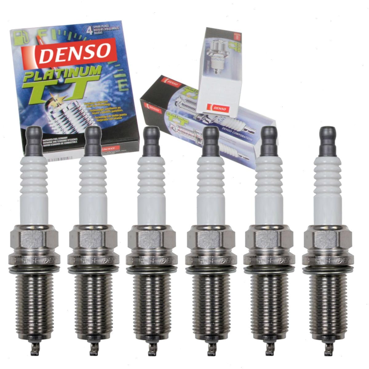 6 pc DENSO Platinum TT Spark Plugs compatible with BMW 328i 3.0L L6 2007-2013