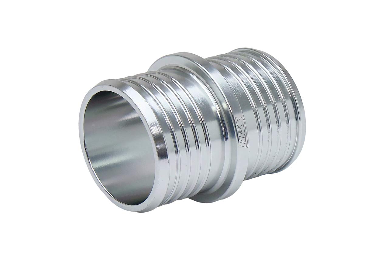 Hps Performance Ahu-087-Sl 7/8'' Billet 6061 Aluminum Joiner Hose Union Connector, 1-1/2'' Length, Silver, 22Mm Od
