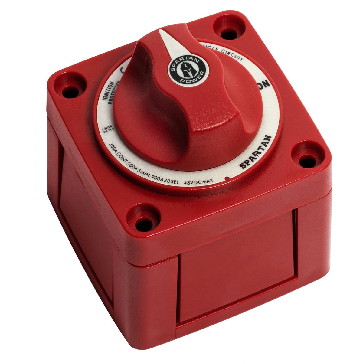 Spartan Power Battery On/Off Disconnect Switch 300A - Ignition Protected, Heavy Duty Cutoff Switch For Rv, Marine, And Automotive Battery - 12V To 48V - Red