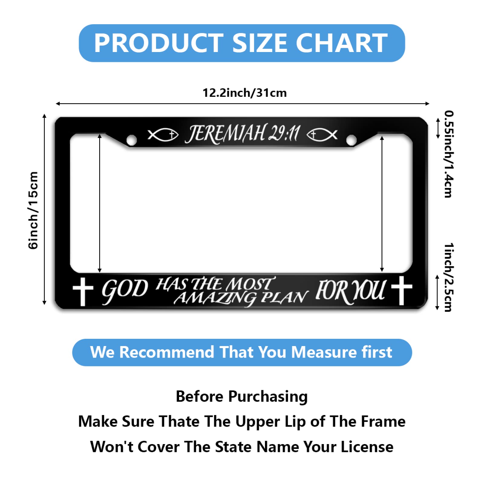 Personalized License Plate Frame Jeremiah 2911 God Has The Most Amazing Plan For You Stainless Steel License Plate Holder Access