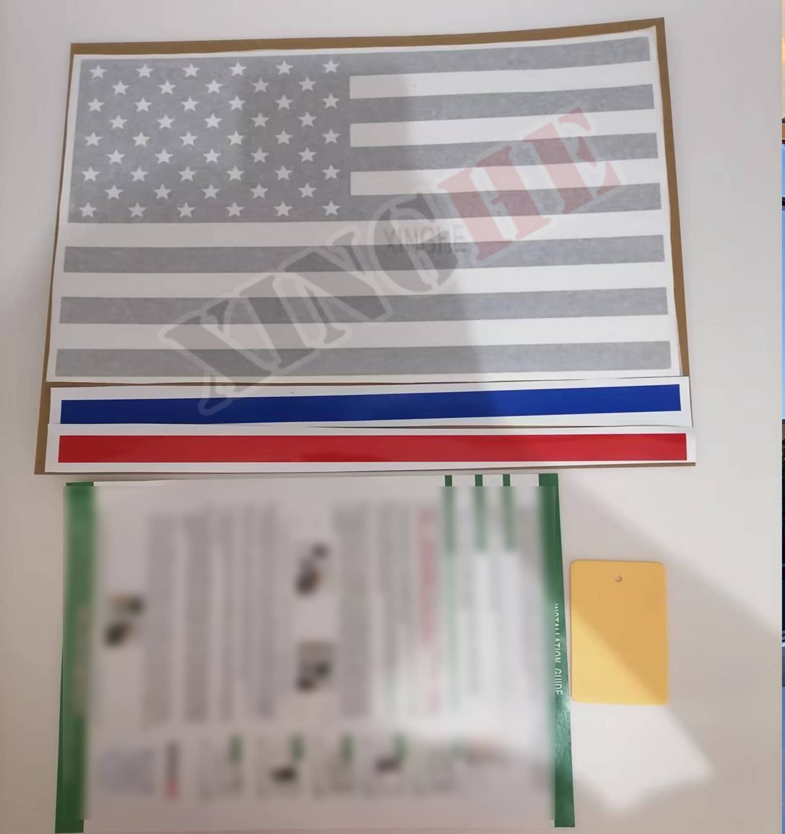 Xinghe For Chevy Silverado Gmc Sierra Chevrolet Colorado, Rear Middle Window American Flag Decals Stickers (Matte Black Redblue