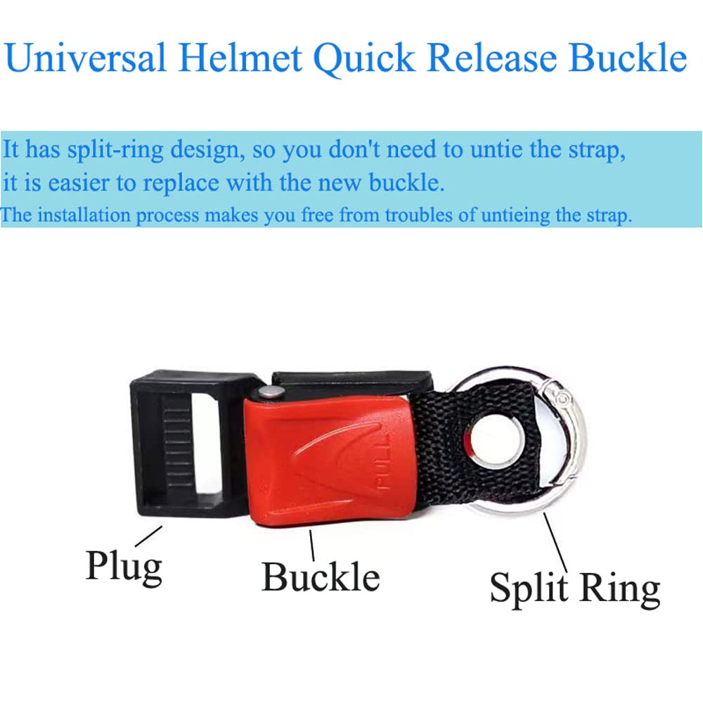 Yehveh 2 Set Helmet Quick Release Buckle Kit Replacement Speed Clip Ratcheted Pull Lock With Spring O Rings Carabiner Chin Strap Adapter Easy To Install Without Removing D-Ring Straps Snap