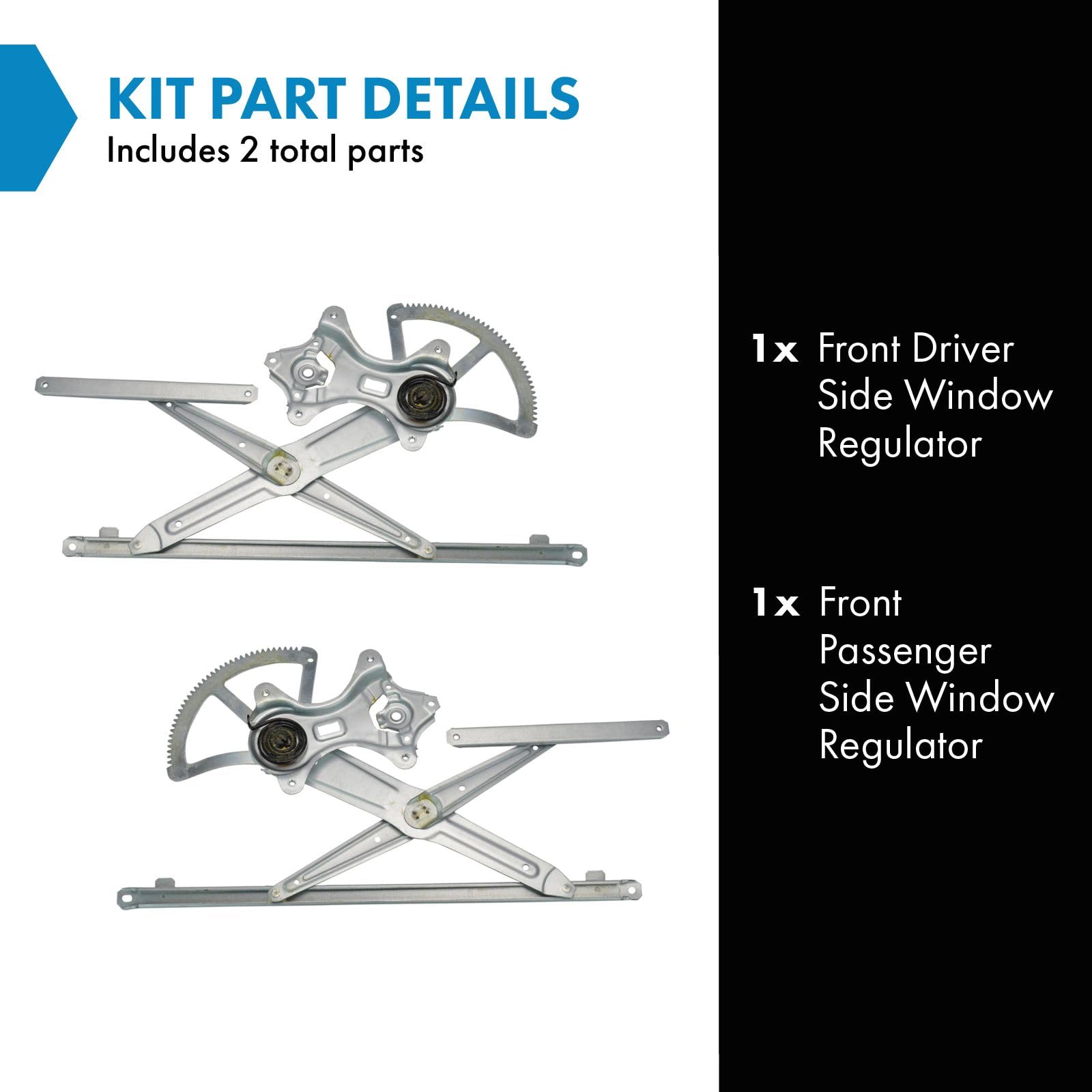 Trq Front Power Window Regulator Set Compatible With 2001-2007 Toyota Sequoia 2004-2006 Tundra