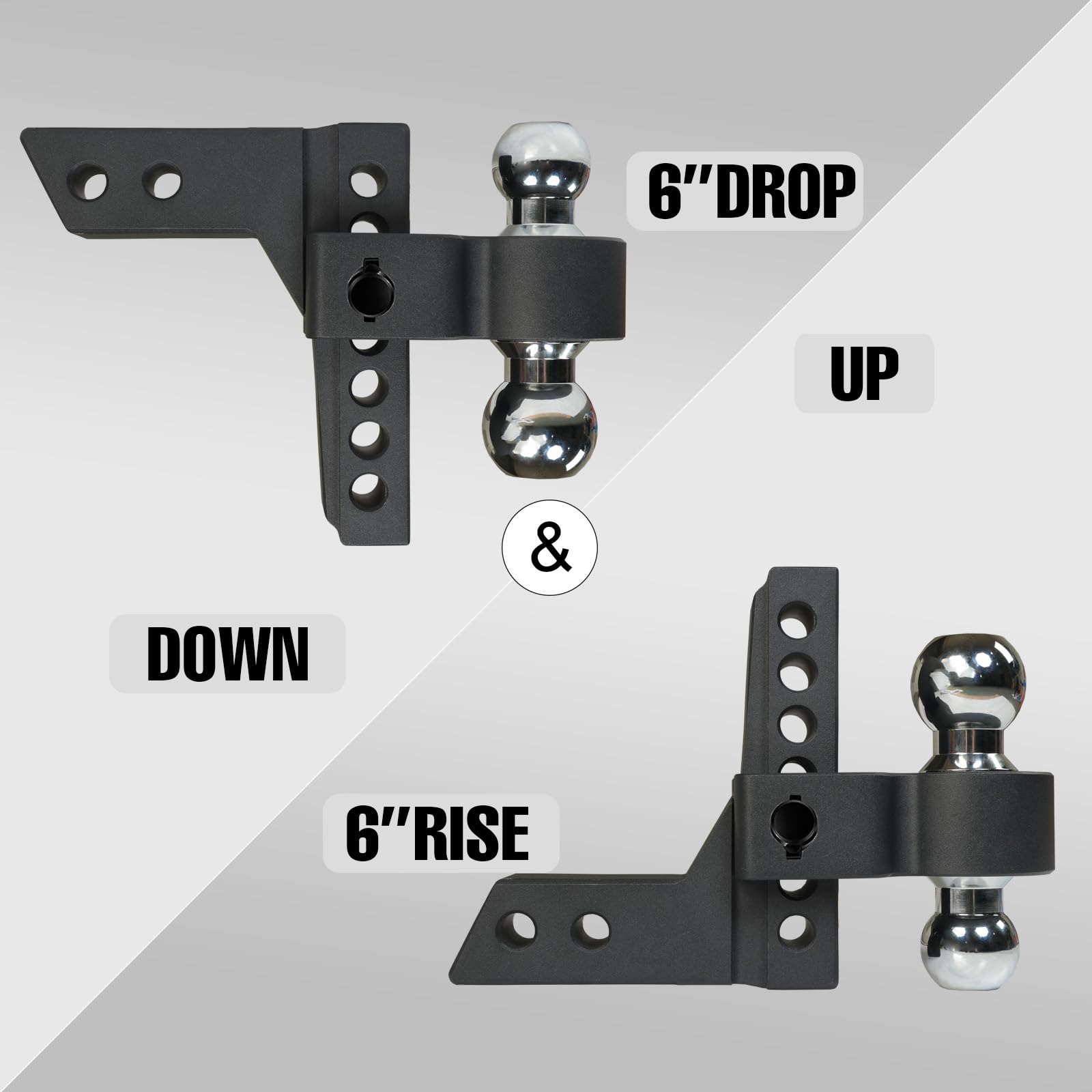 Torin Atrfh0086B Adjustable Trailer Towing Hitch And Ball Mount: Fit 2 Inch & 2.3 Inch Ball Receivers, 6 Inch Drop And Rise For