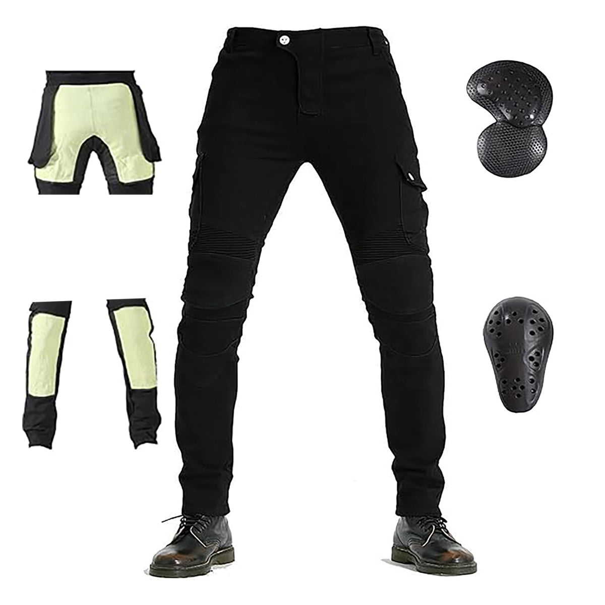 LOMENG Motorcycle Pants Riding Jeans Motorbike Racing Pants all Season with CE Knee Hip Removable Armored for Men Black 28