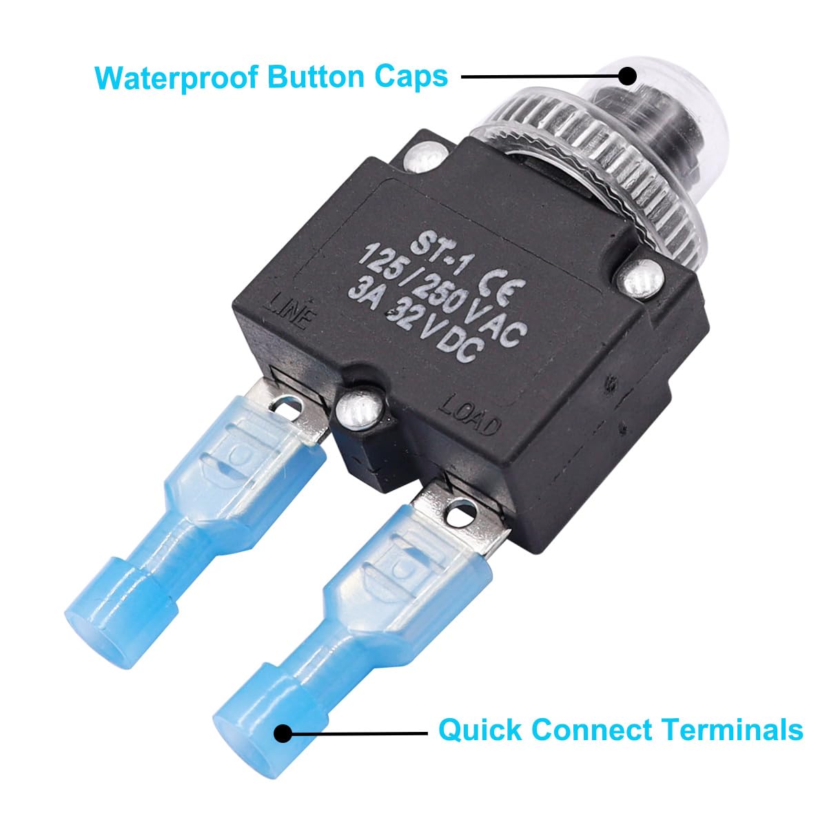 mxuteuk 5Pcs 3,5,10,15,20Amp Circuit Breakers Push Button Manual Reset 125/250V AC 32V DC,Overload Protector Switch Thermal Circ