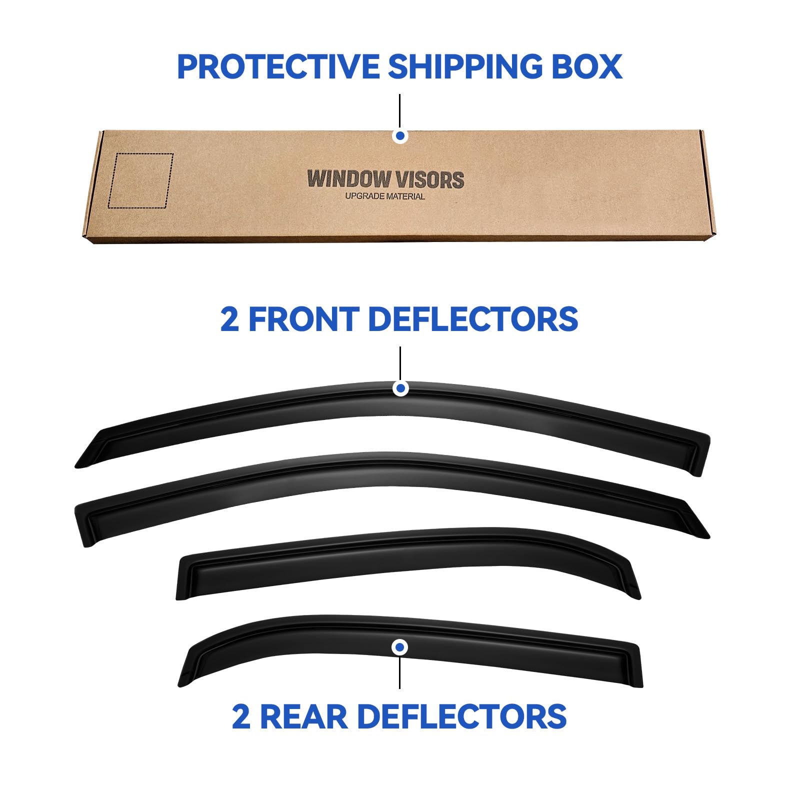 Window Visors Rain Guards for 2010 2011 2012 2013 2014 2015 2016 2017 Chevy Equinox, Out-Channel Window Vent Wind Deflectors Vis