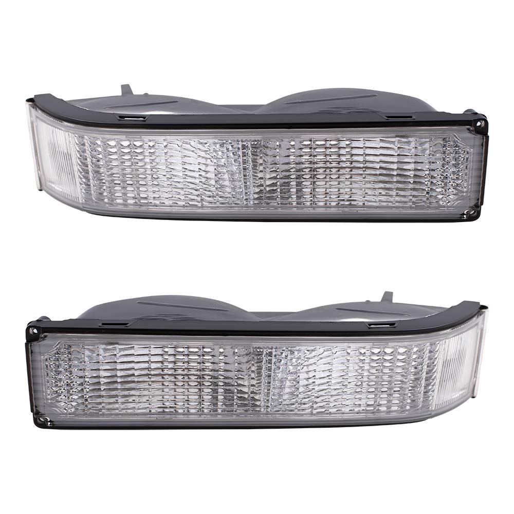 Brock Replacement Driver and Passenger Set Park Signal Front Marker Lights Compatible with 92-99 Yukon 95-99 Tahoe 92-99 Suburba