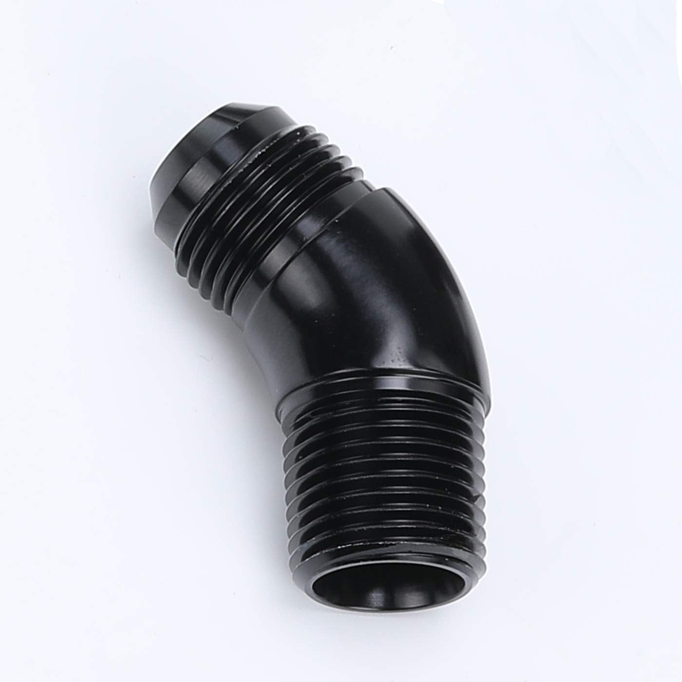 AC PERFORMANCE 45 Degree Elbow One Piece Full Flow -10 AN to 1/2 NPT Forged Male Flare Coupling Union Fitting Aluminum Black
