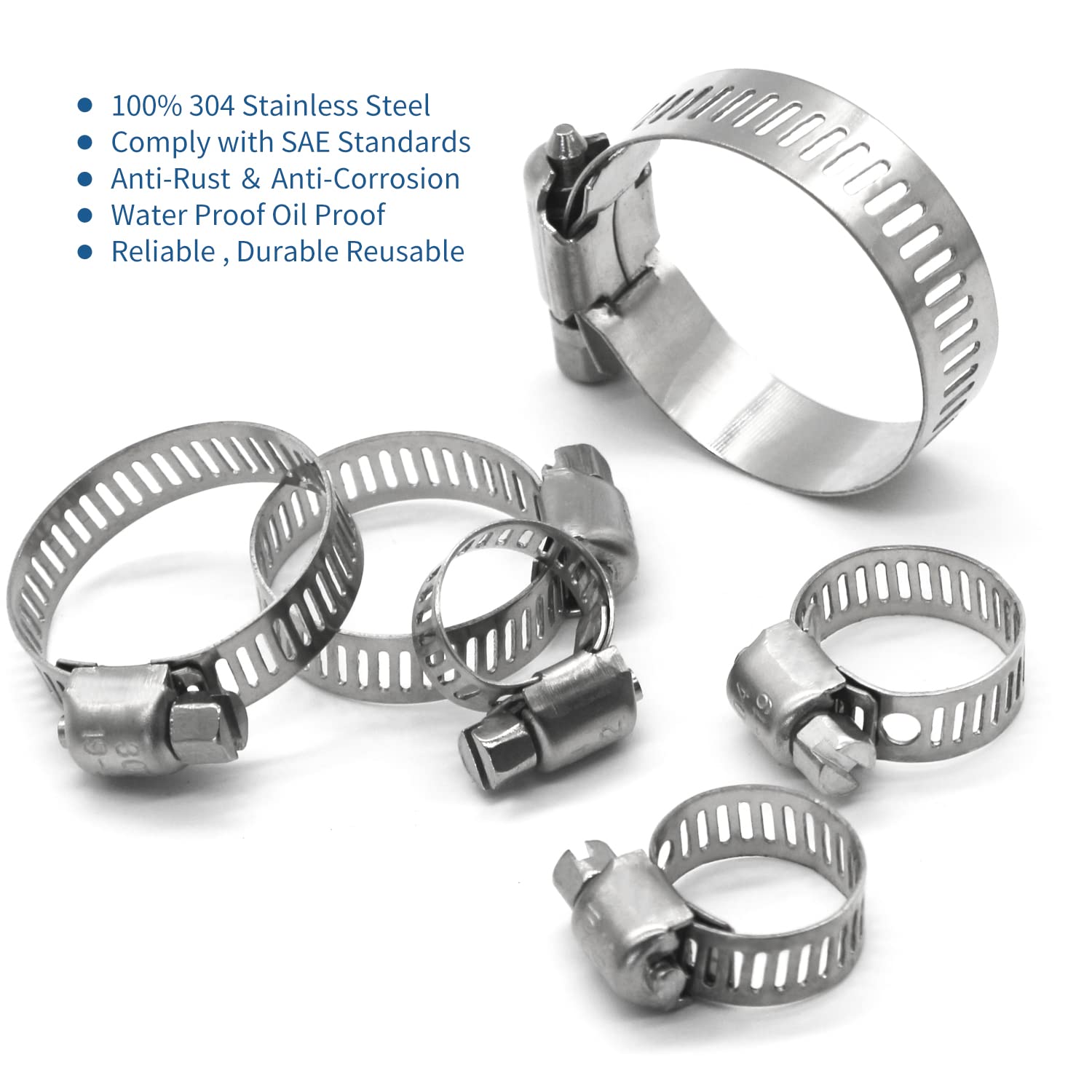 25 Pack Stainless Steel Hose Clamps, 1/2 Inch To 3/4 Inch Worm Gear Metal Hose Clamps For Pipe, Dryer Repair, Tubing And Fuel Li
