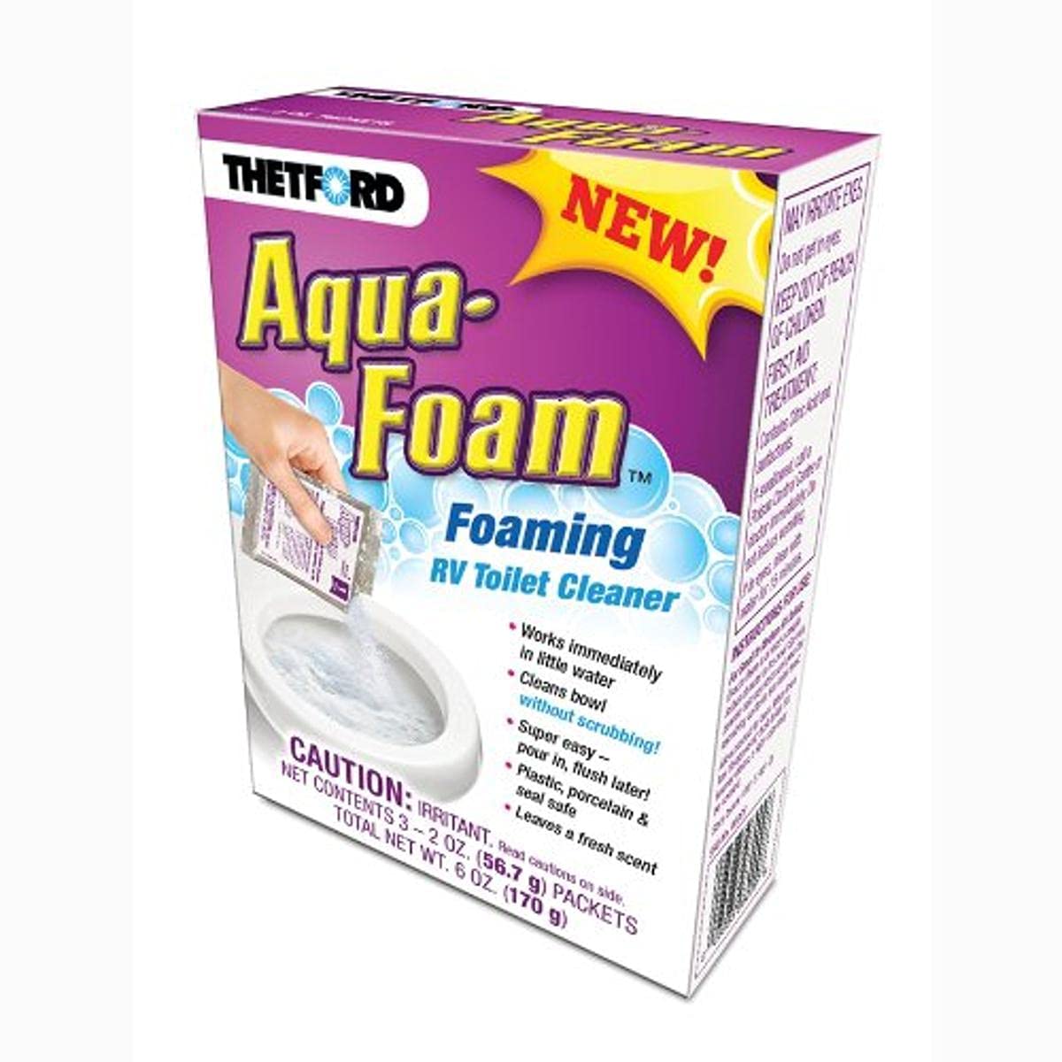 Thetford - 96009 Aqua-Foam - Cleaner For Porcelain And Plastic Toilets - 3X2 Oz Pack 96010