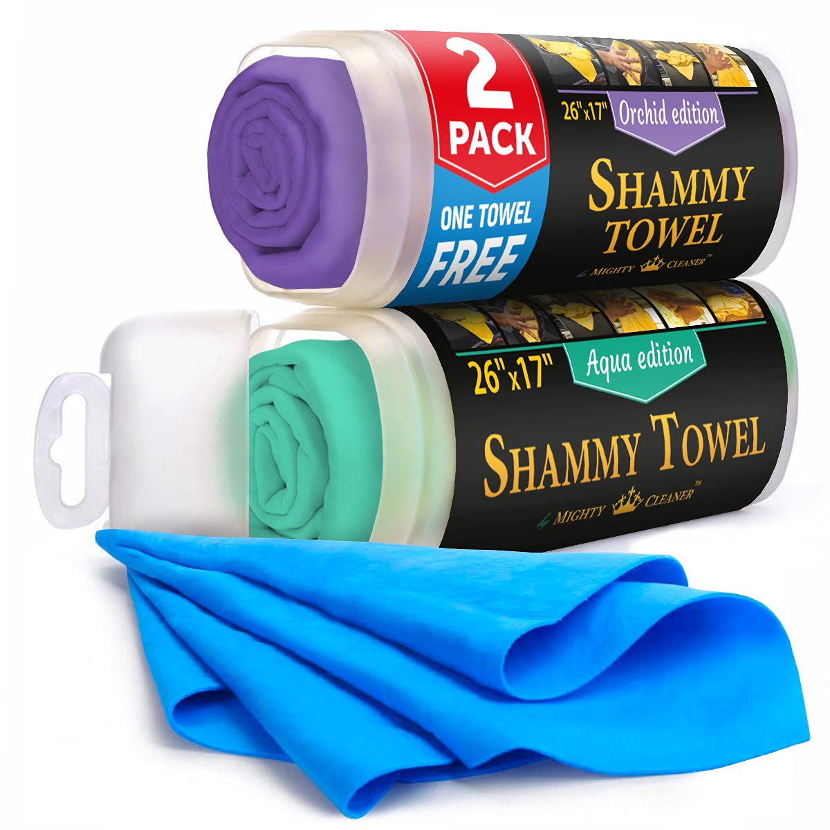 Premium 2Pk + 1 Free Shammy Cloth For Car Drying - (26X17) - Super Absorbent Chamois Towel For Car - Reusable Shammy Towel For Car - Scratch-Free Car Drying Towel