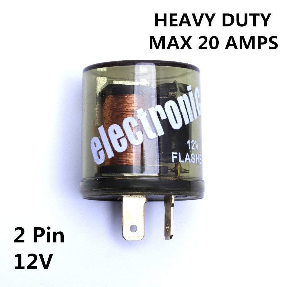 2-Pin Electric Flasher Relay, VOFONO 12V Heavy Duty 2 Pin Compatible Automobile Motorcycle Bike Scooter Fix Turn Signal Bulbs Fa