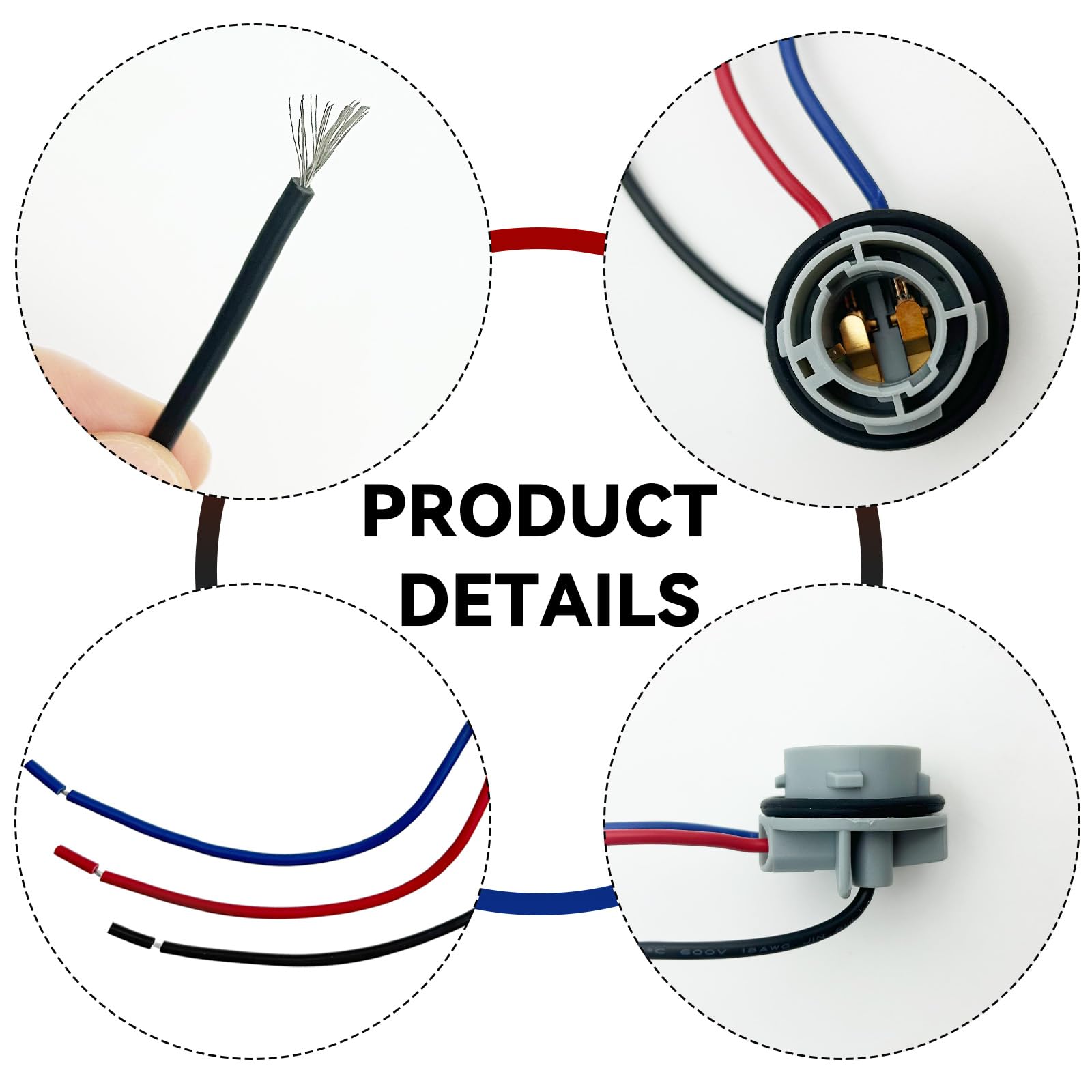 USTOPF1T 1157 LED Bulb Socket Plug, Signal Light Socket Wiring Harness, Automotive Plastic Waterproof Turn Signal Tail Light Bra