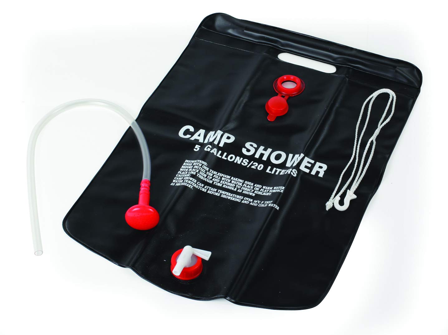 Camco Outdoor Natural Solar Shower With On-Off Valve For Campsites - Holds 5 Gallons Of Water, Sufficient For 3-4 Showers, Excel