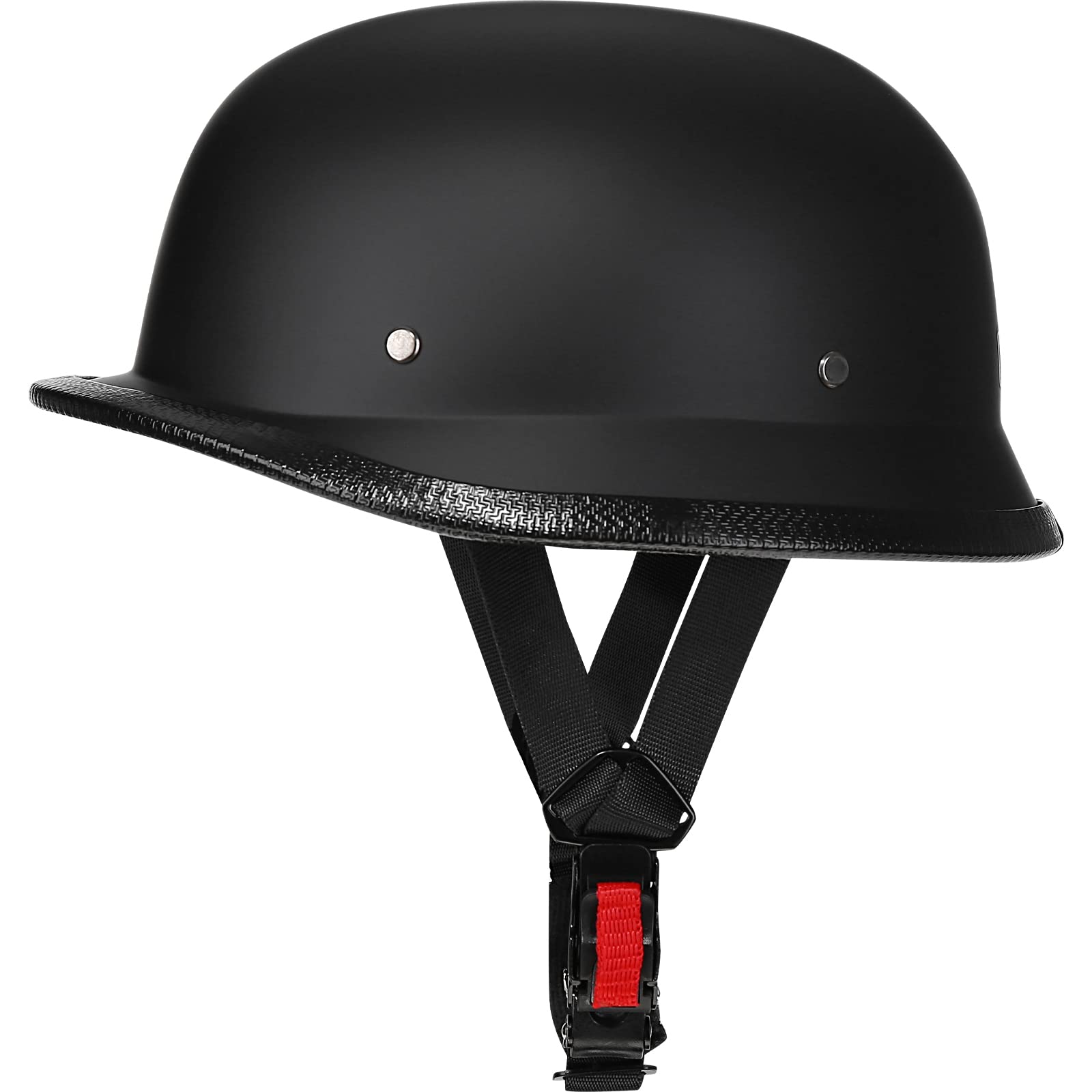 Yesmotor Helmet Half Shell German Motorcycle Helmet With Cycling Glasses - Dot Approved (Large, Matte Black & Black)