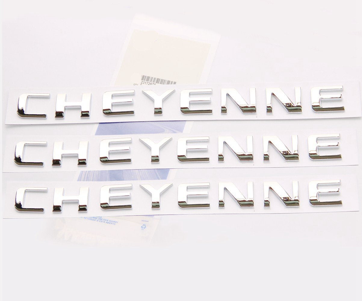 Yoaoo 3Pack Oem Chrome Cheyenne Nameplates Emblems Badge Compatible With Silverado Shiny 3D New