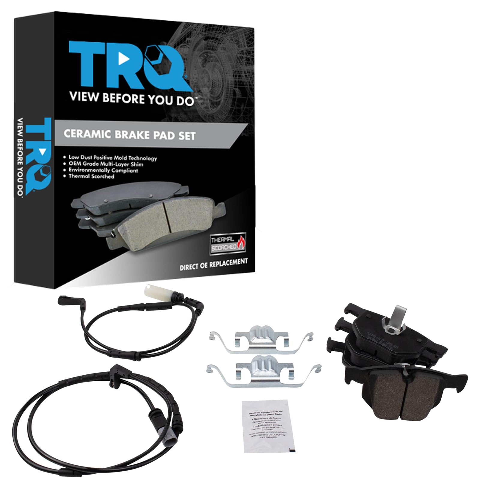TRQ Rear Brake Pads Ceramic Compatible with 2004-2007 BMW 525i 2006-2007 525xi 2008-2010 528i 2009-2010 528i xDrive 2008 528xi 5