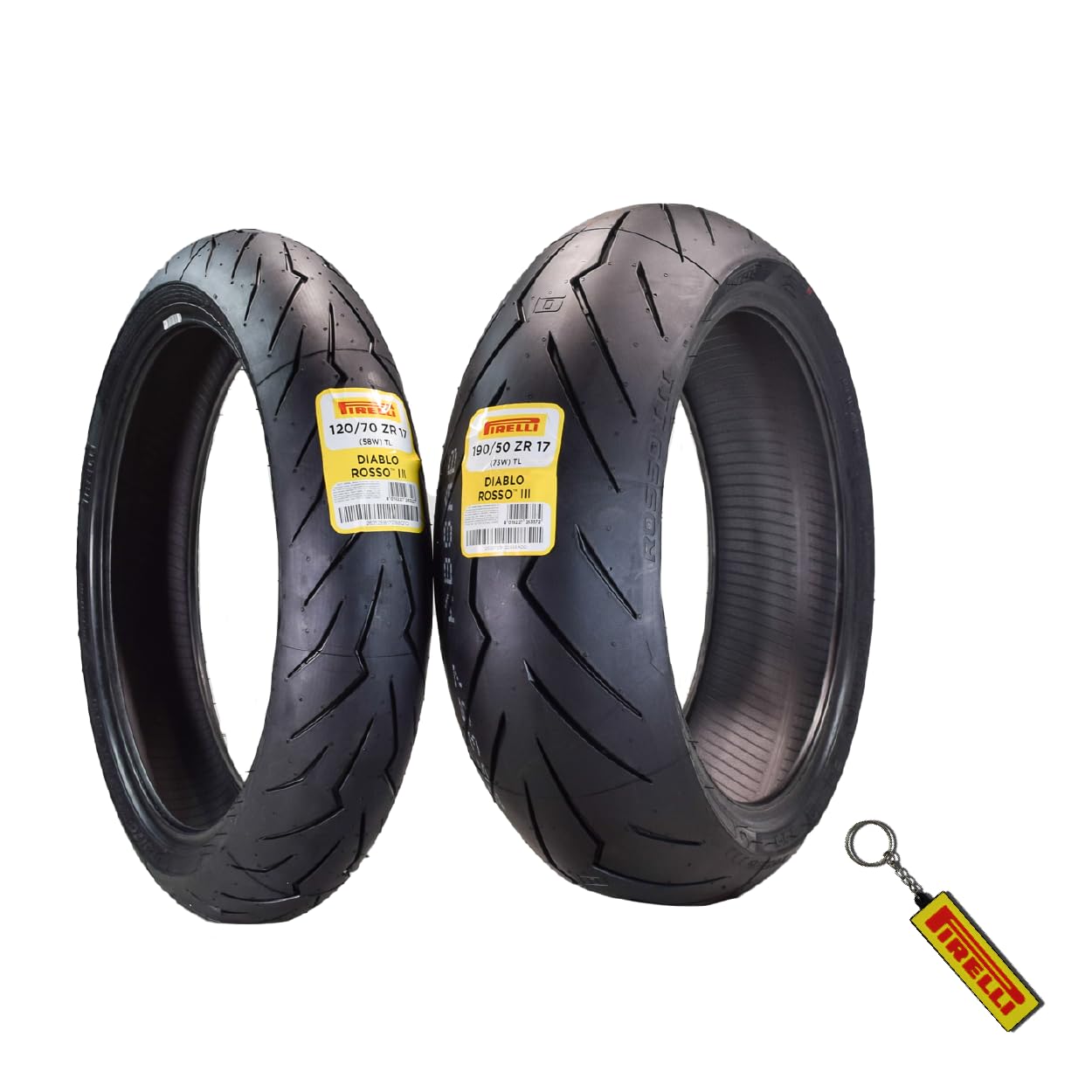 Pirelli Diablo Rosso Iii Motorcycle Tire Set: 120/70 Zr 17 M/C Front & 190/50 Zr 17 M/C Tl Rear- High Performance, Durable For S