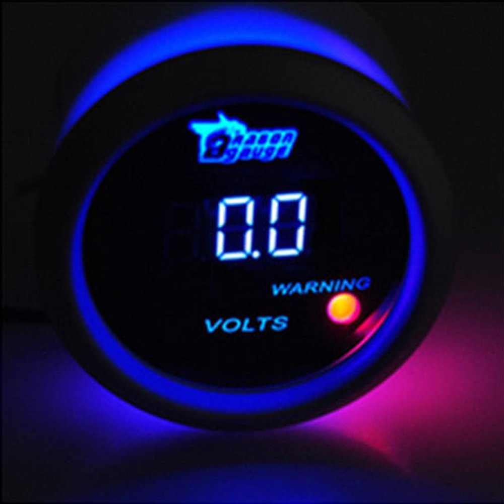 Esupport Car 2'' 52Mm Digital Volt Voltage Gauge Blue Led