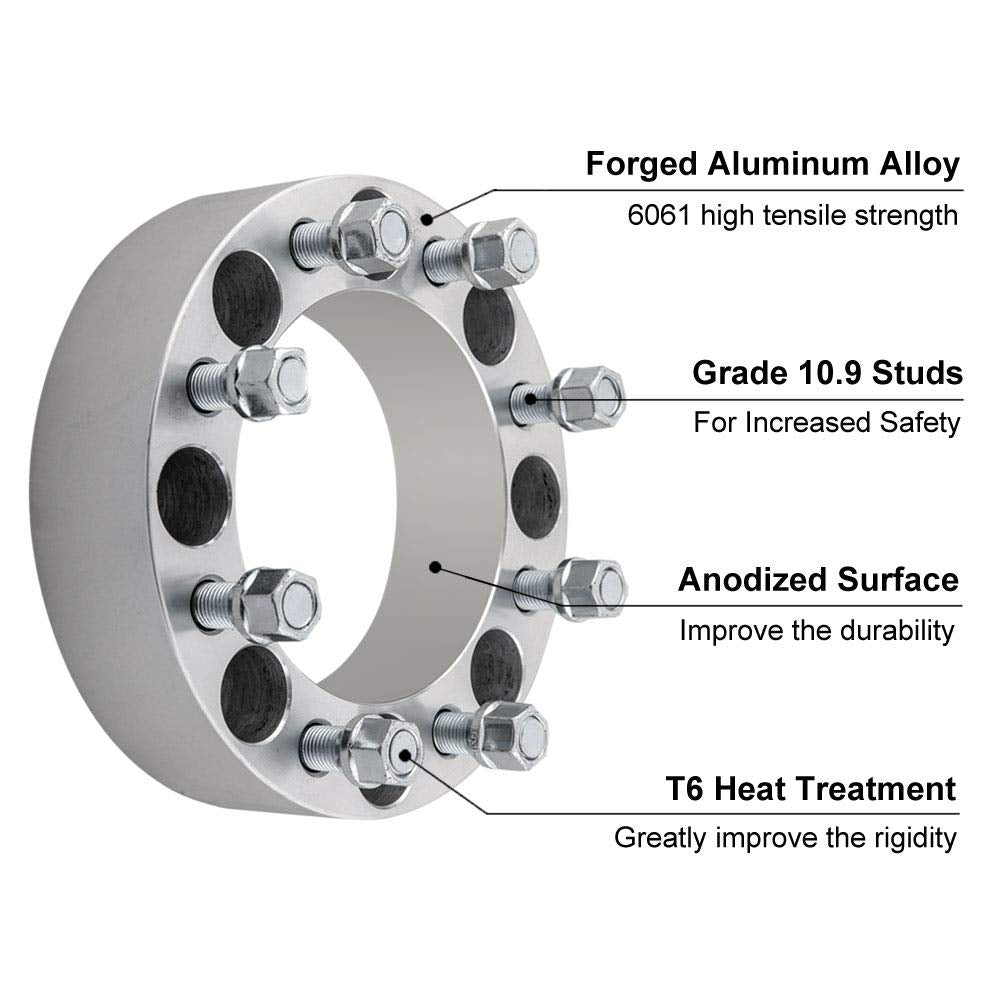 DCVAMOUS 2PC 8x6.5 Wheel Spacers 2 Inch with 9/16'' Studs Compatible with Dodge 8 Lug 8x165.1 for 1994-2010 R-A-M 2500 3500 | 19