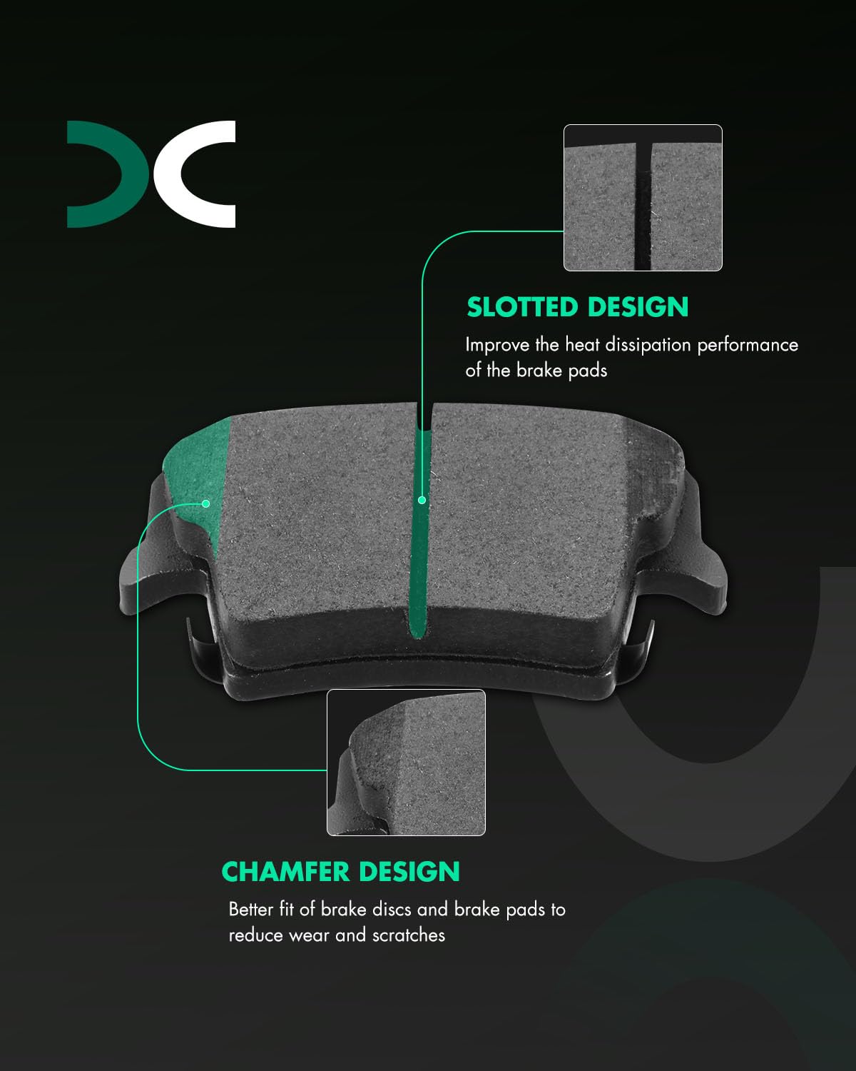 Scitoo D1058 D1057 Front Rear Semi-Metal Brake Pads Sets Fit For Chrysler 300 2005-2019,For Dodge Challenger 2009-2017,For Dodge