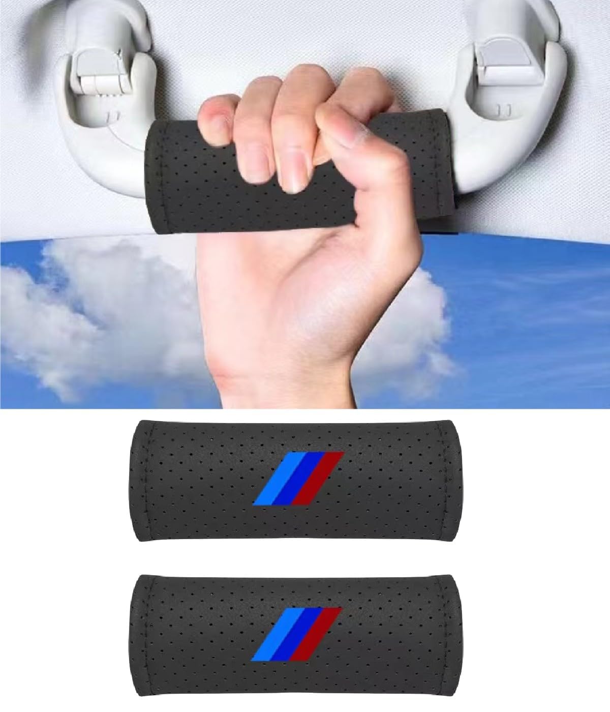2 Pcs Leather Door Handle Cover Soft Car Handle Protector Compatible with BMW 1 2 3 4 5 6 7 Series X1 X2 X3 X4 X5 X6 Interior Ac
