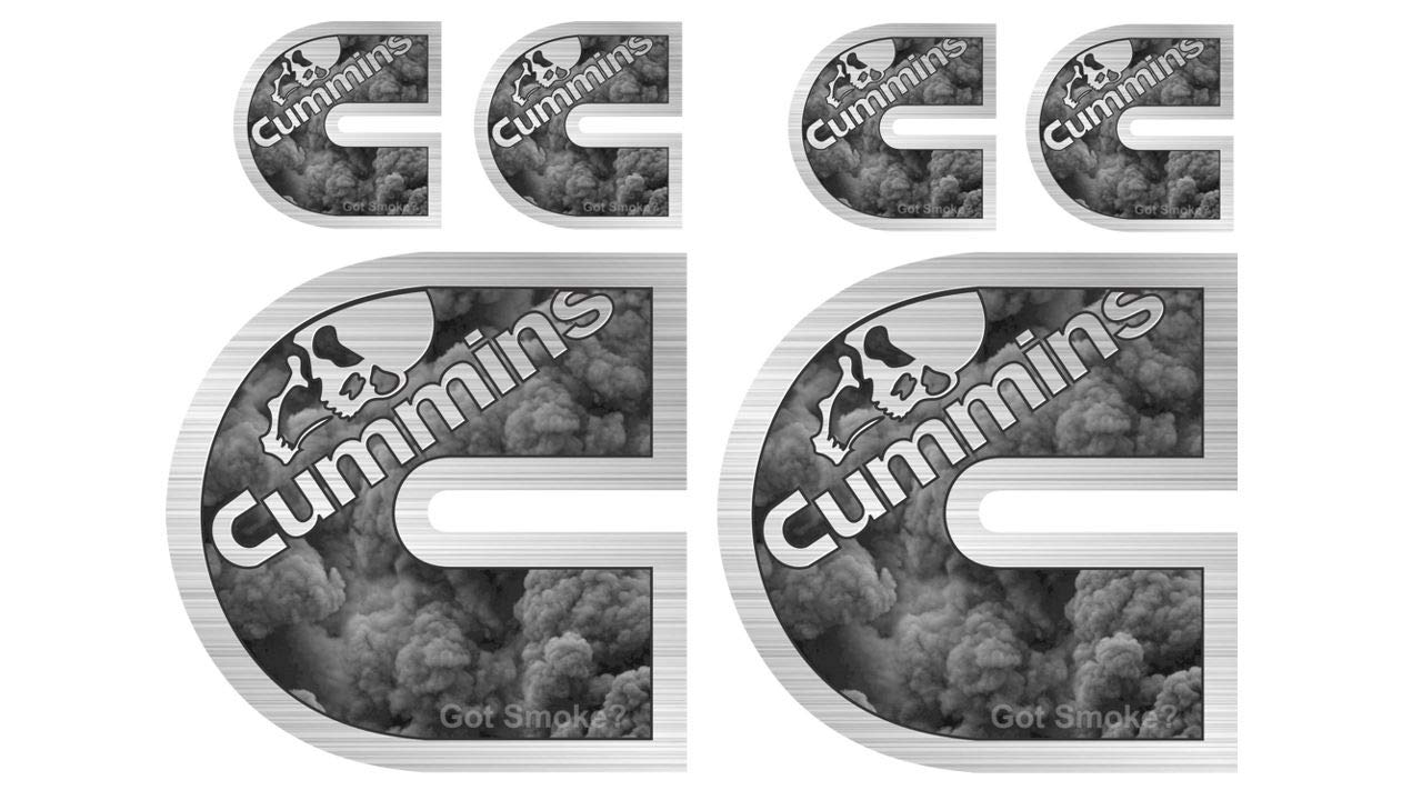 Black Smoke W/Skull Decal Sticker Set - 6 Piece - Made For Cummins Powered Vehicles - Not Made By Cummins