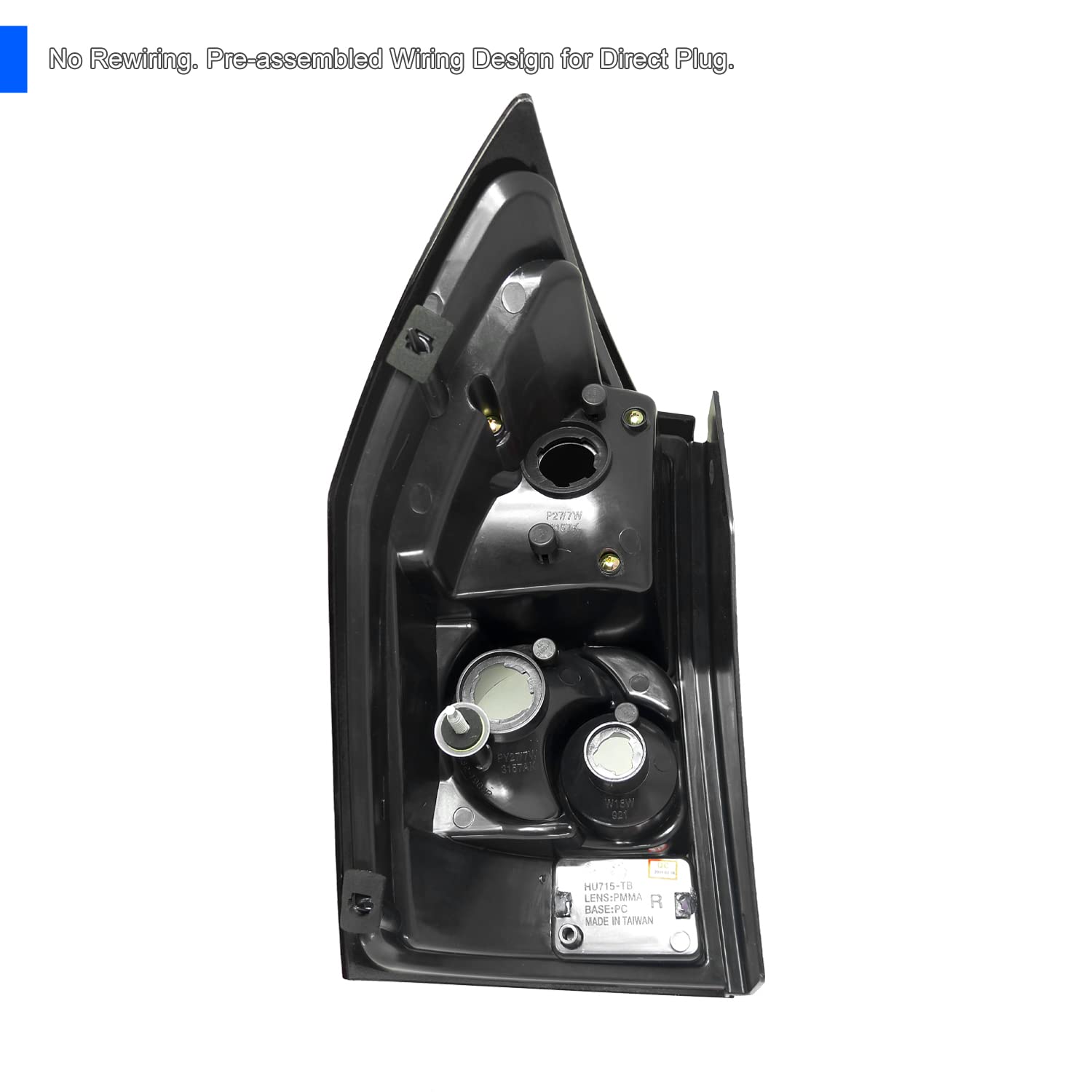 Spec-D Tuning Black Tail Lights Compatible With 2005-2008 Dodge Magnum, Left + Right Pair Assembly