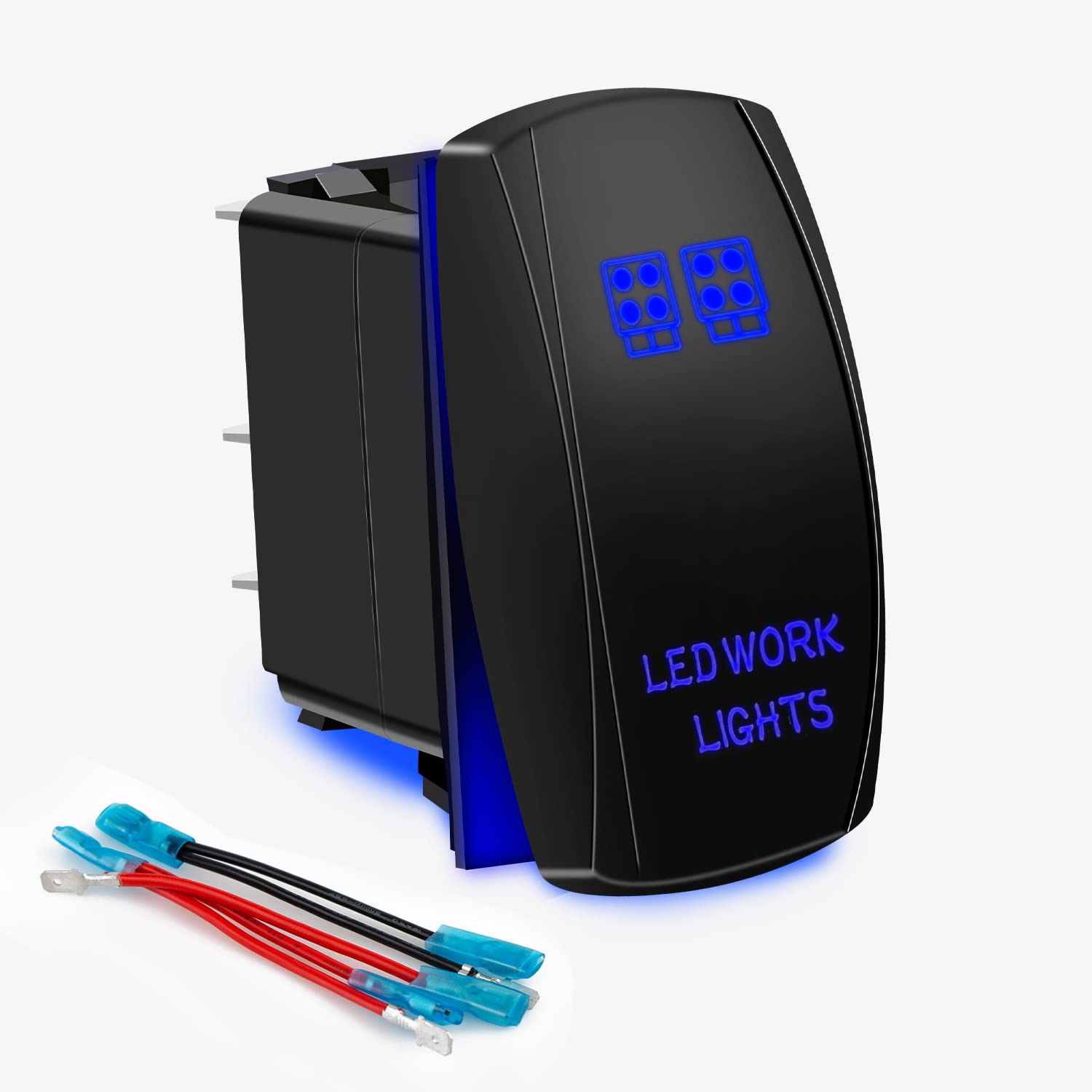 Led Work Lights Bar Rocker Switch 5Pin Laser On/Off Blue Led Light 20A/12V 10A/24V Toggle Switch With Jumper Wires Set For Autom