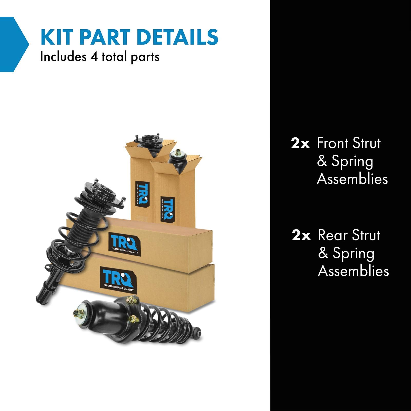 Trq Front And Rear Strut & Coil Spring Assembly Set Driver & Passenger Sides Compatible With 05-10 Scion Tc