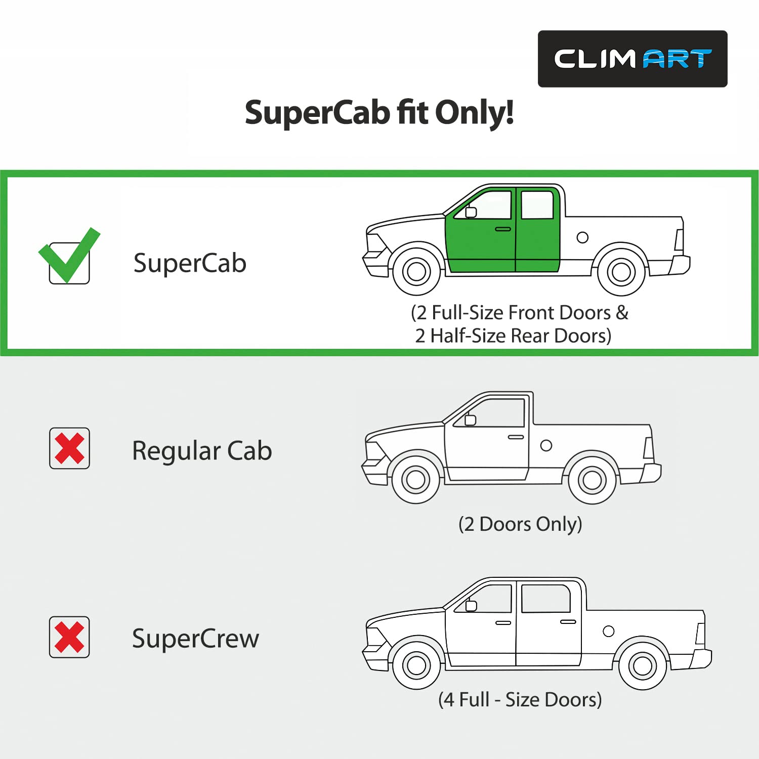 Clim Art In-Channel Incredibly Durable Rain Guards Compatible With Ford F150 2021-2025 Supercab, Original Window Deflectors, Ven
