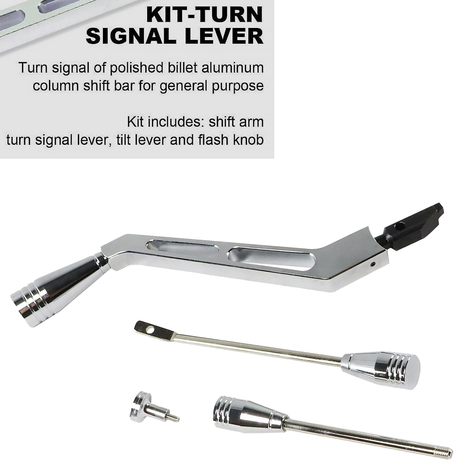 Bst Bssp Polished Billet Aluminum Column Shifter Lever,Turn Signal, Lever Hazard Boots & Tilt Kit For 1967-1994 Gm Columns Chevrolet Buick Oldsmobile Pontiac Cadillac