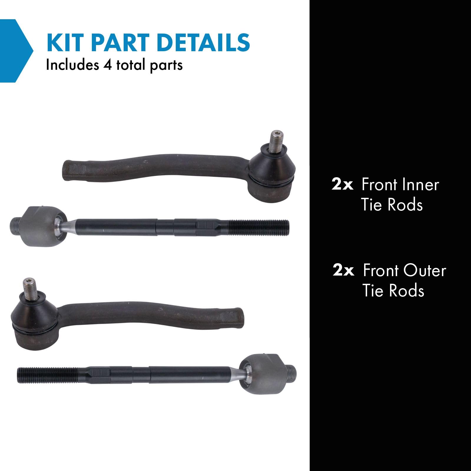 Trq Front Tie Rod Set Compatible With 2010-2014 Honda Insight
