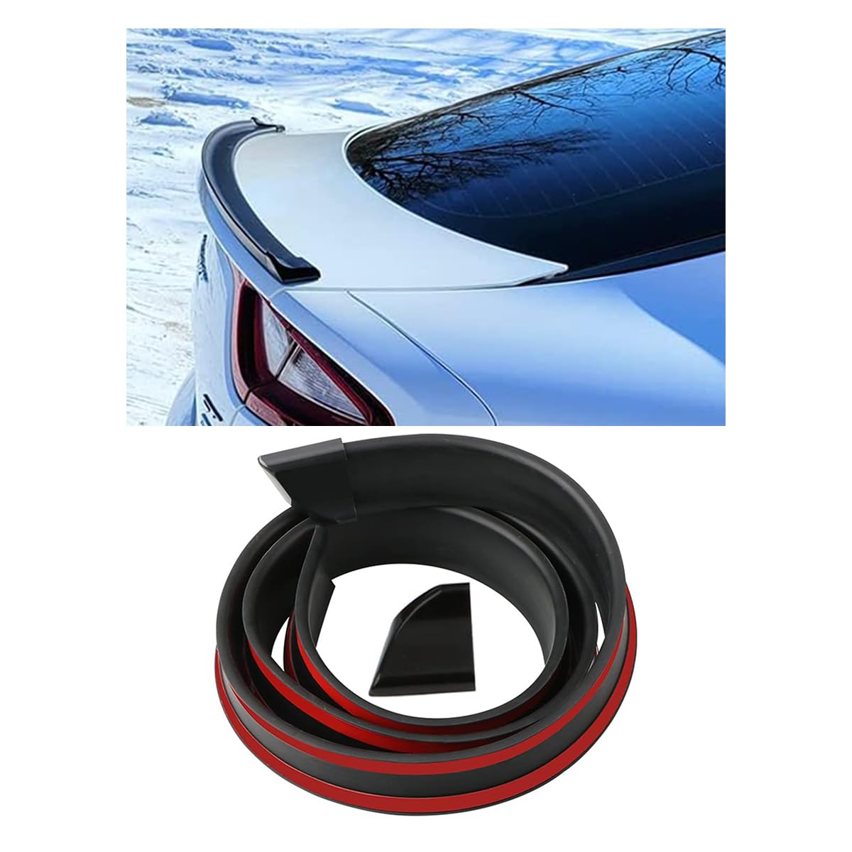 Car Rear Spoiler Roof Lip Kit, Rubber Trunk Spoiler Trim Strip Cool Car Decoration, Universal Punch-Free Vehicle Exterior Access