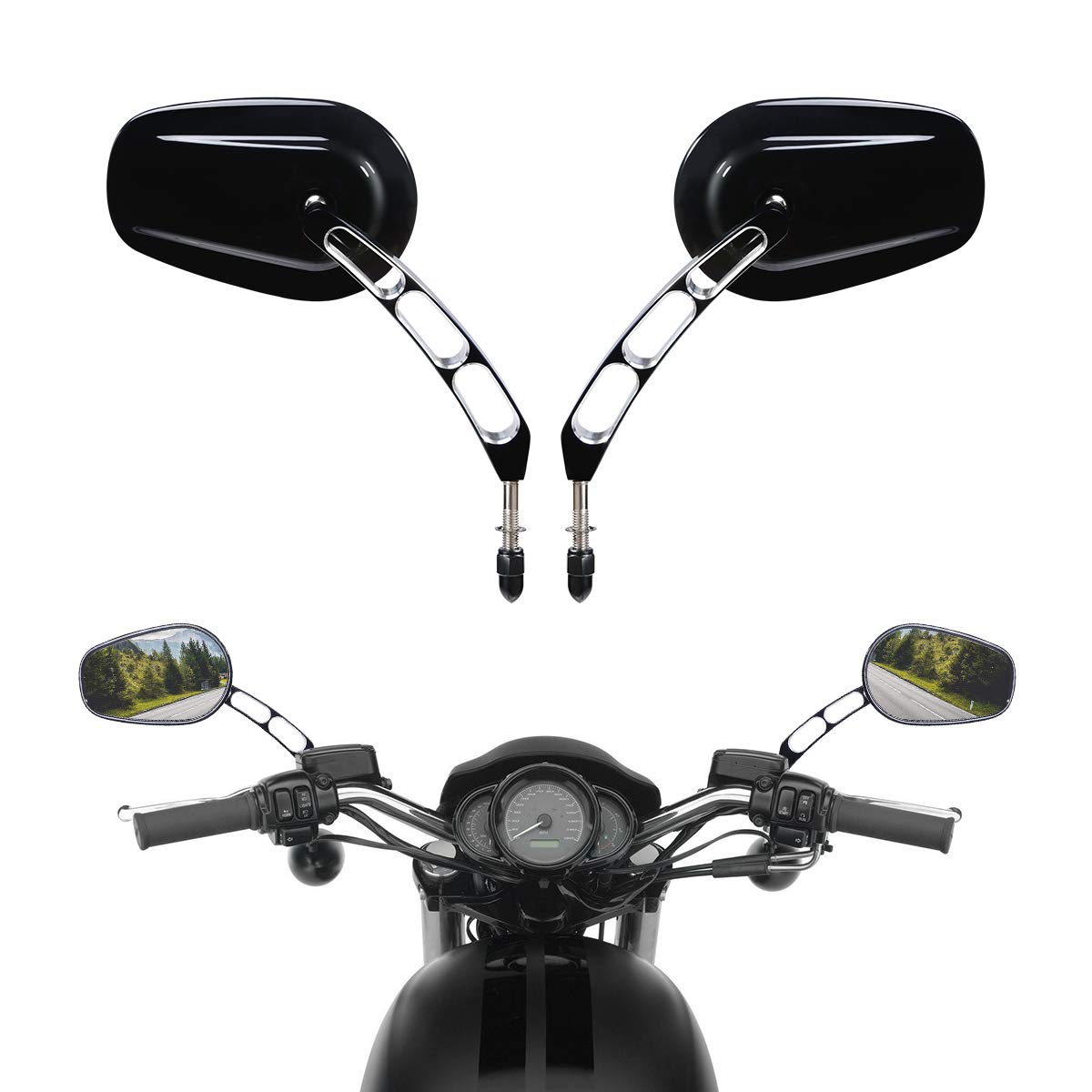 Slmoto Rear View Mirrors Mirror Fit For Harley Davidson Flstc Fxdb Dyna Fxdf Flstf Fltru Road Glide Ultra