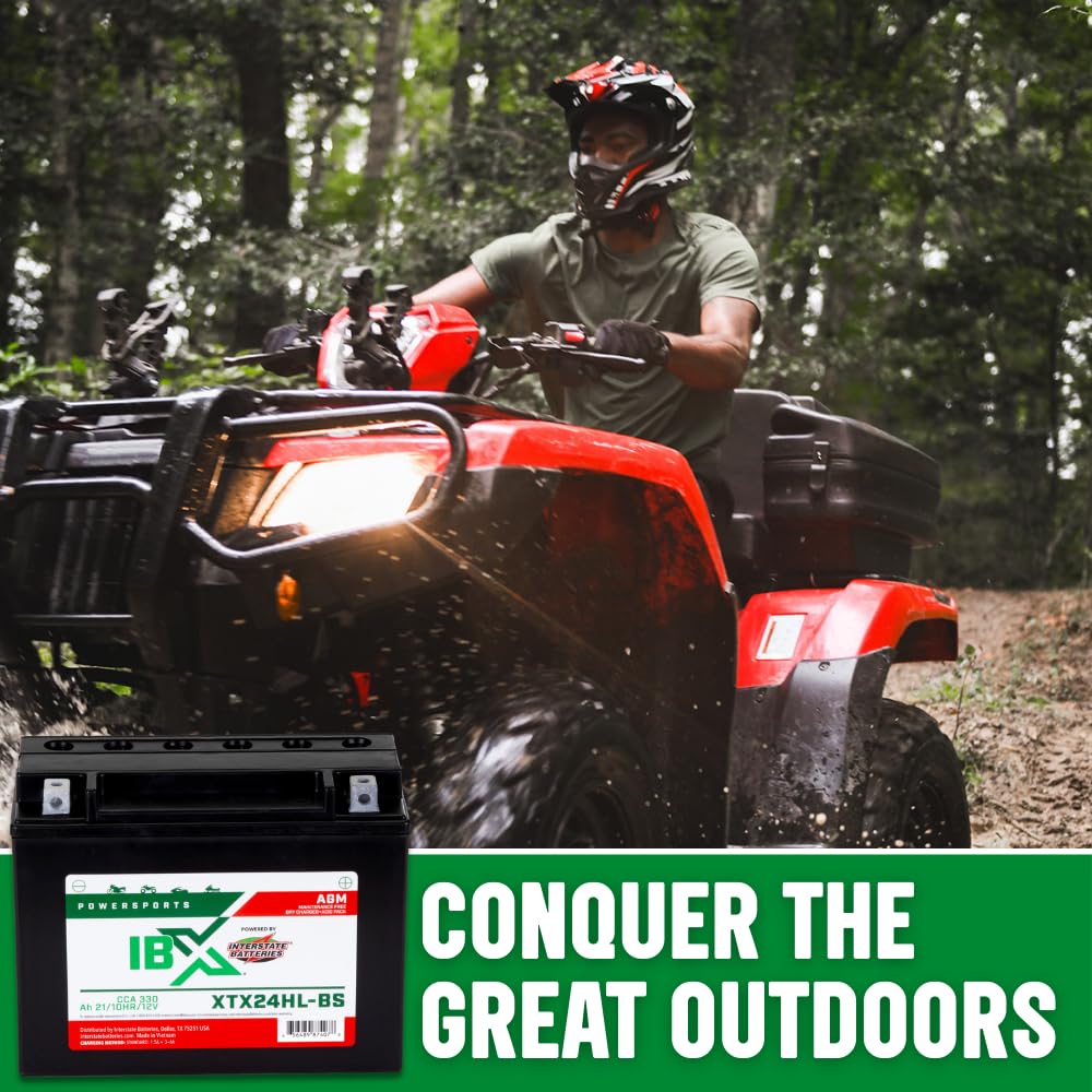 Interstate Batteries Ytx24Hl-Bs 12V 21Ah Powersports Battery 330Cca Agm Rechargeable Replacement Battery For Arctic Cat, Brp, Ya