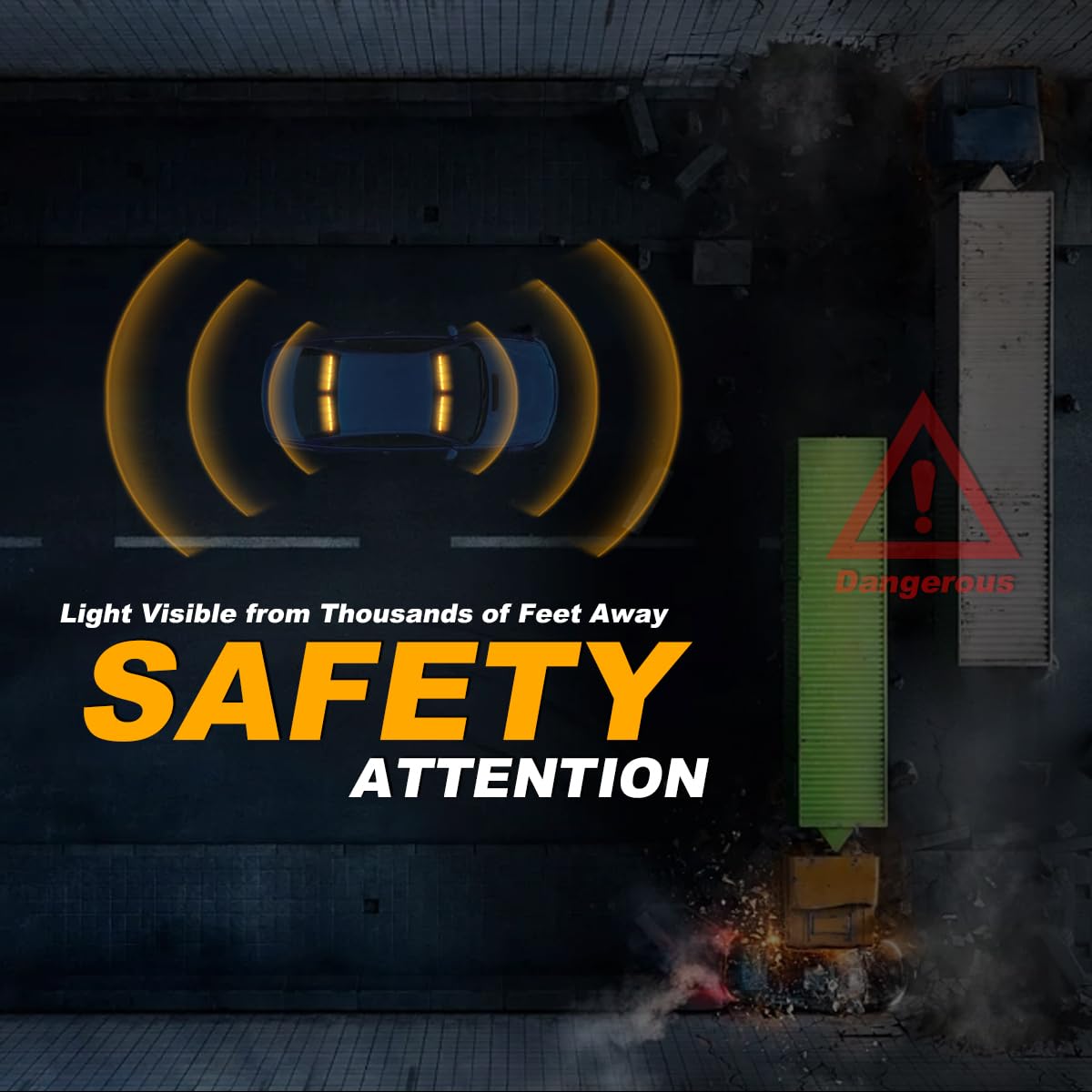 Lrter 2X 17.7 Traffic Advisor Strobe Light Bar Amber Emergency Warning Flashing Safety Front/Rear Windshield Lights For Construc