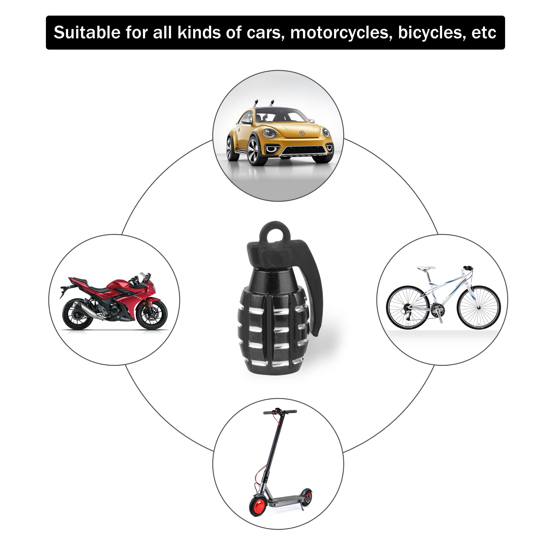 SINGARO Car Tire Valve Stem Cap, Personalized Tire Valve Stem Cap Exterior Accessories, Universal for Car, Truck, SUV, Motorcycl