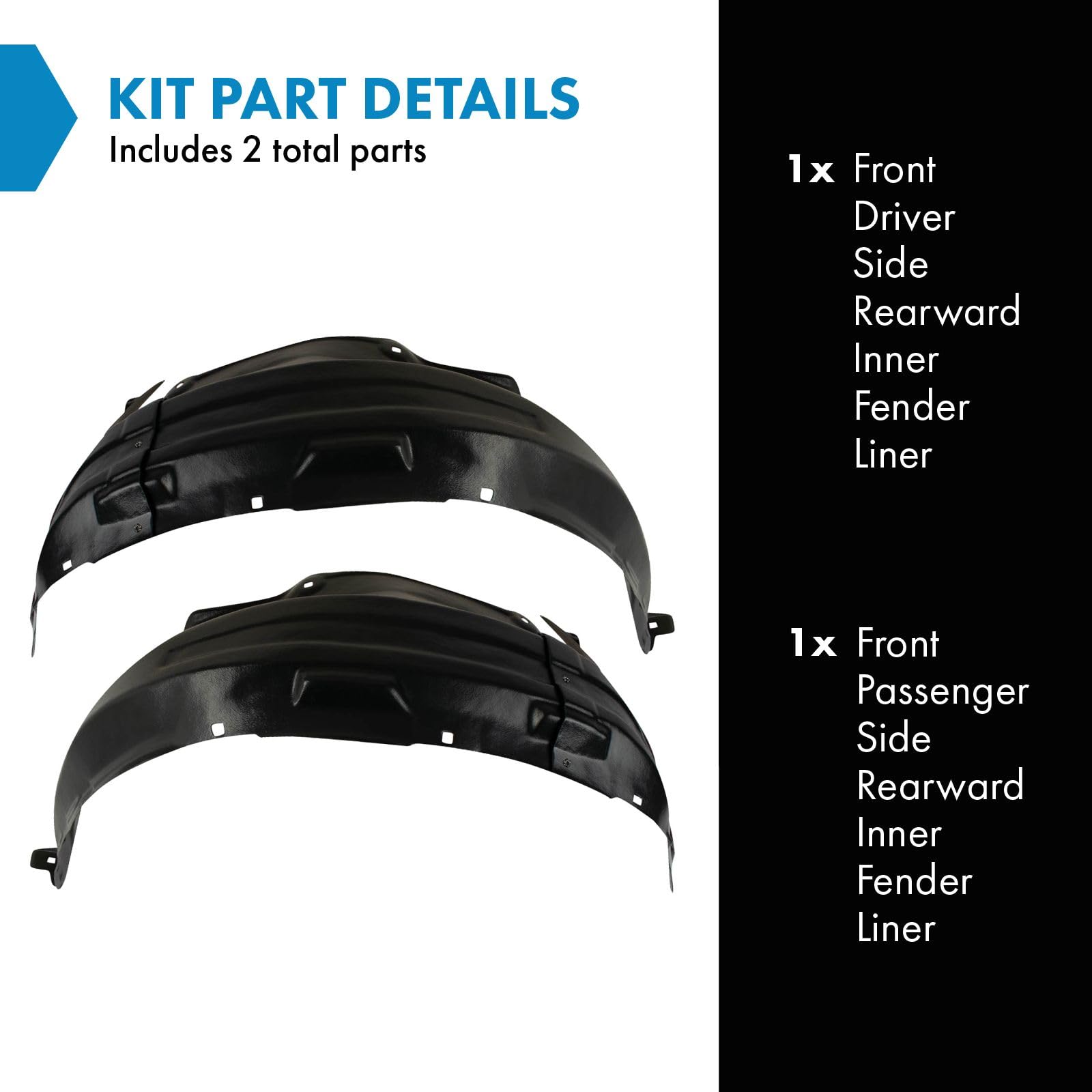 Trq Front Inner Fender Liner Set Compatible With 2008-2022 Toyota Sequoia 2007-2013 Tundra To1248145 To1249145