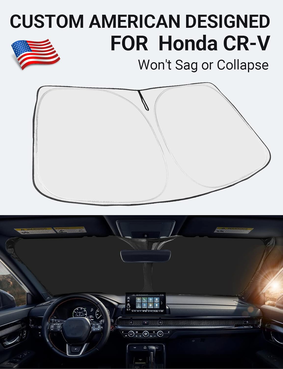 Proadsy 2025 Upgrade Front Windshield Sun Shade Foldable Sunshade Protector Custom Fit 2023-2024 2025 Honda Crv Suv, Lx, Ex, Ex-L, Sport Hybrid, Touring Accessories