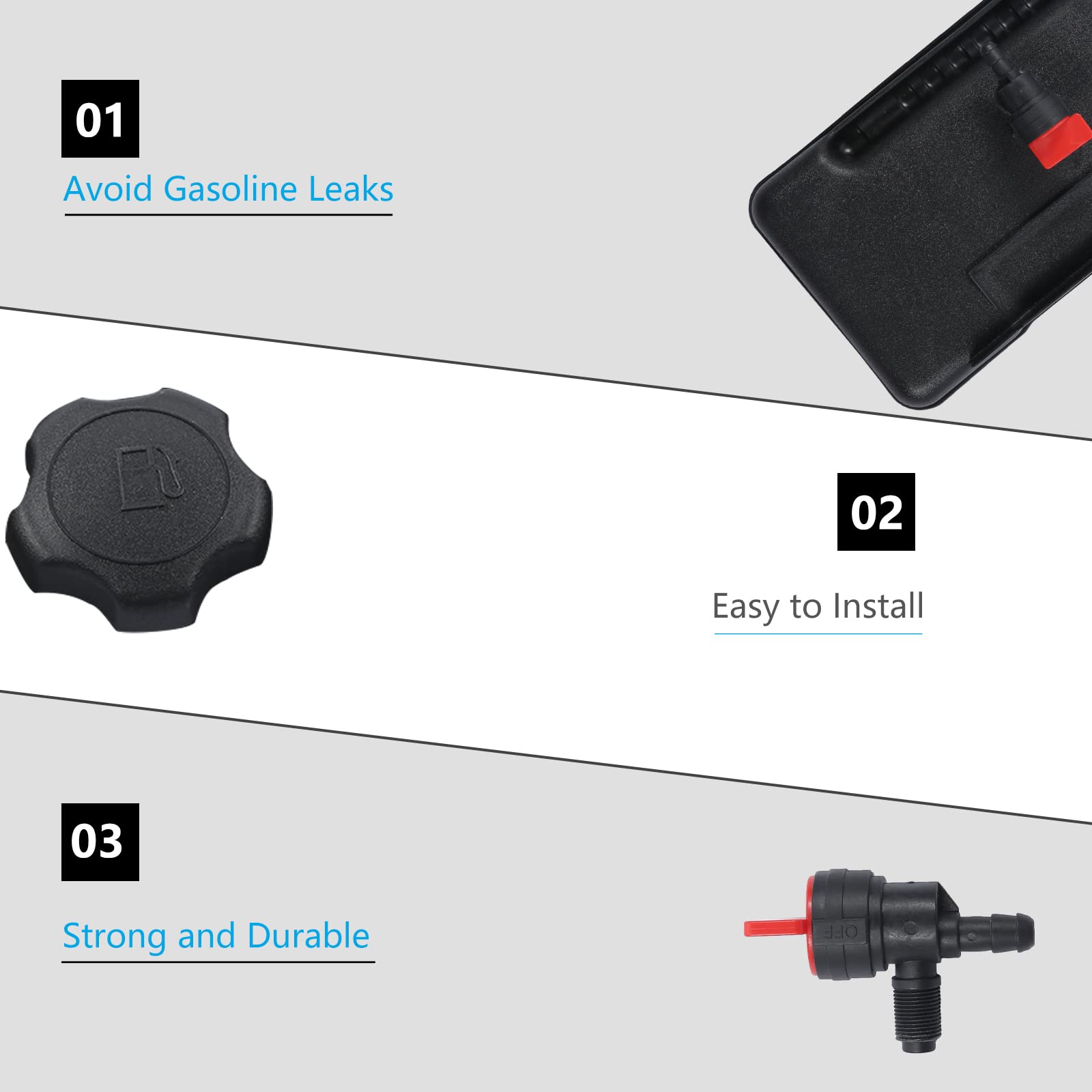 Misakomo 691993 Fuel Tank - 4 Quart Plastic Gas Tank With Shut Off Valve And Cap - Fuel Gas Tank Compatible With Lawn And Garden