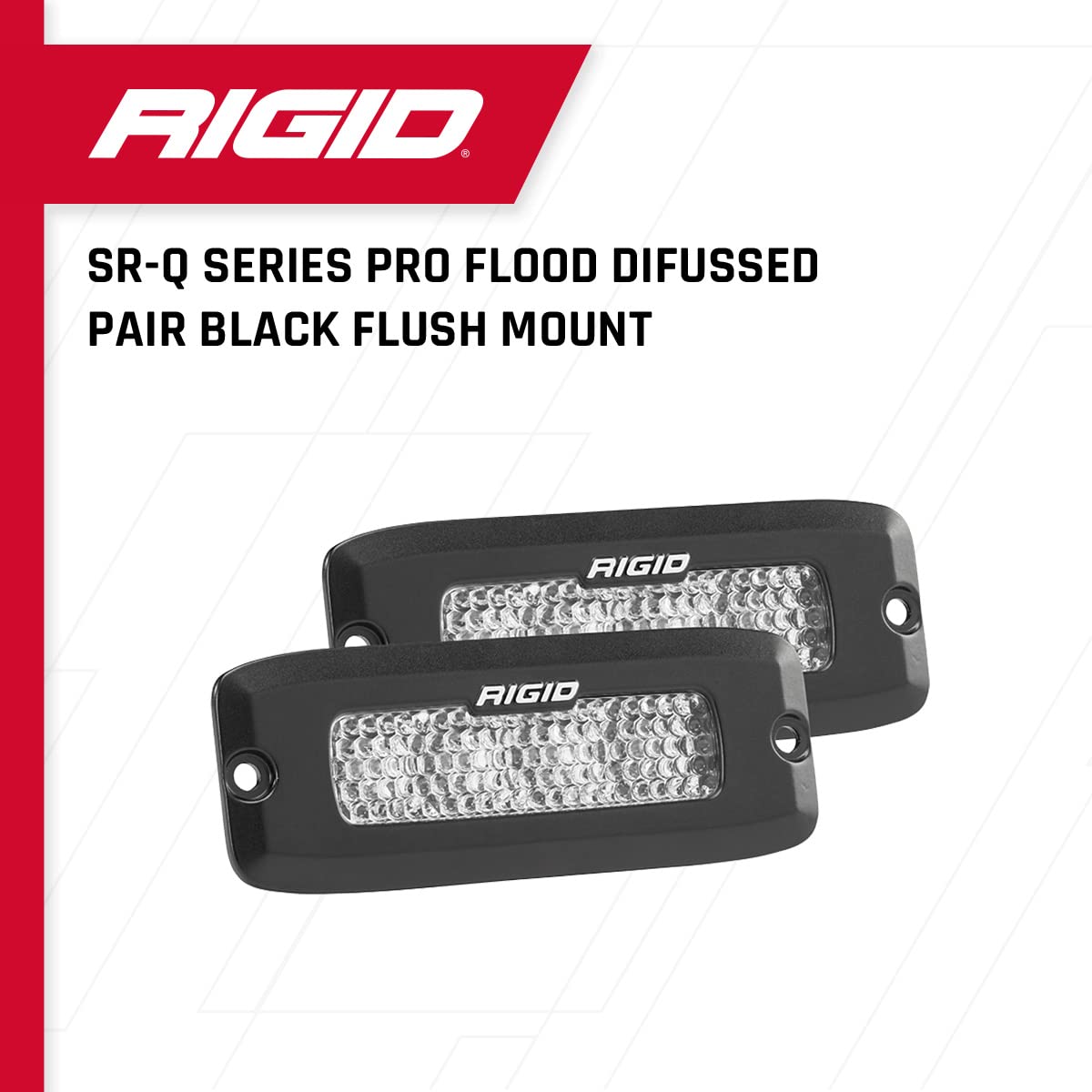 Rigid Industries - Sr-Q Pro Flood Diffused Pair Black Flush Mount 925513