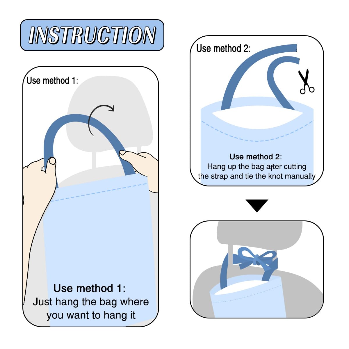 Car Trash Bag Hanging No Snap Small Garbage Bag for Car Back Seat Cute Printed One-handed Strap Trash Bags Car Accessories-Horse