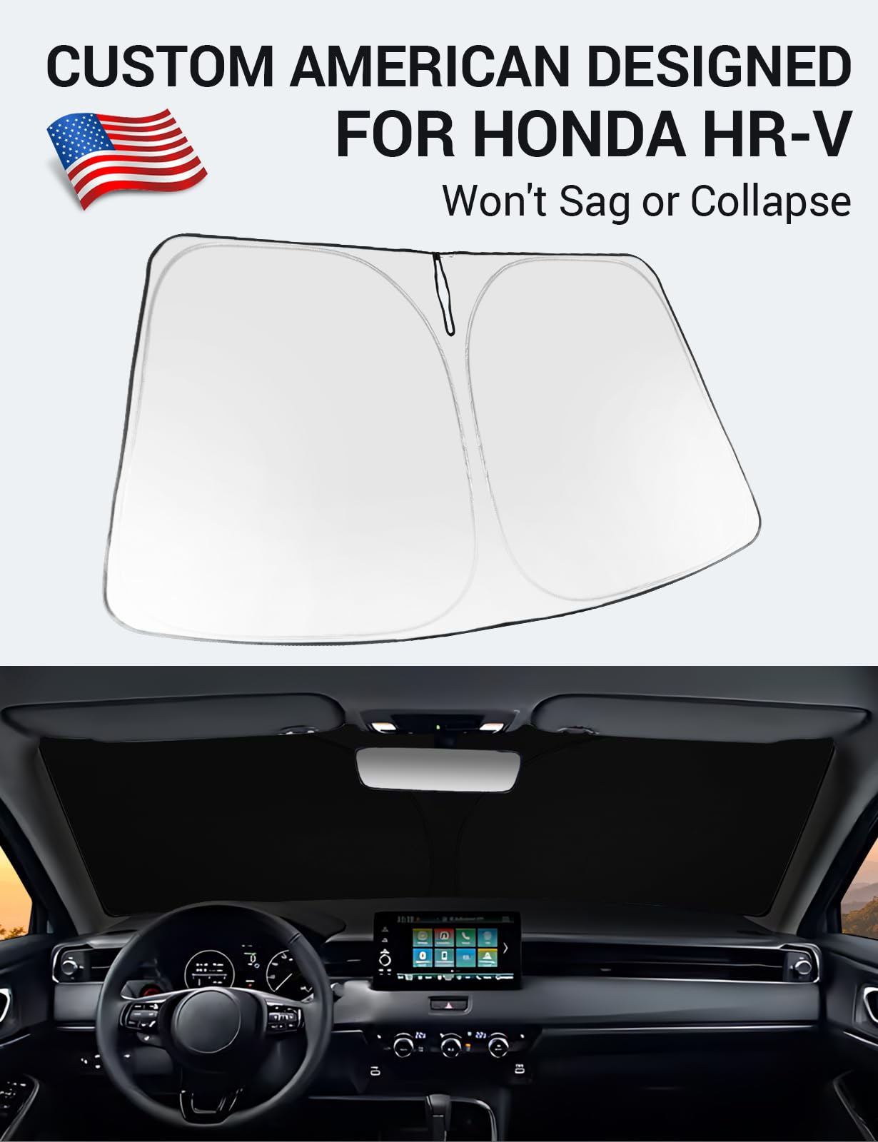 Proadsy 2025 Upgrade Windshield Sun Shade Custom Fit Honda Hrv 2022-2025 Foldable Front Sunshade Protector Sun Visor Blocks Uv R